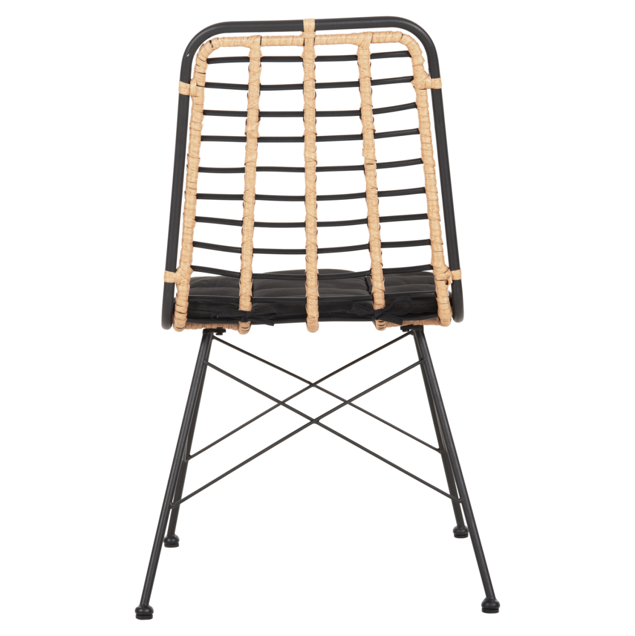 METALLIC DINING CHAIR ALLEGRA HM5691.11 WICKER IN BEIGE-BLACK 51x54x84Hcm. [6]