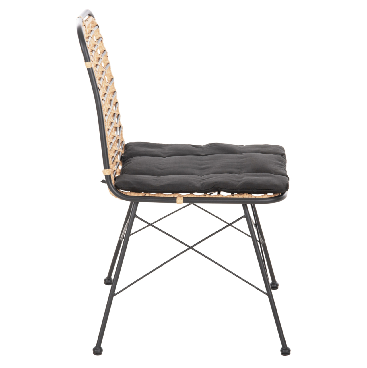 METALLIC DINING CHAIR ALLEGRA HM5691.11 WICKER IN BEIGE-BLACK 51x54x84Hcm. [4]