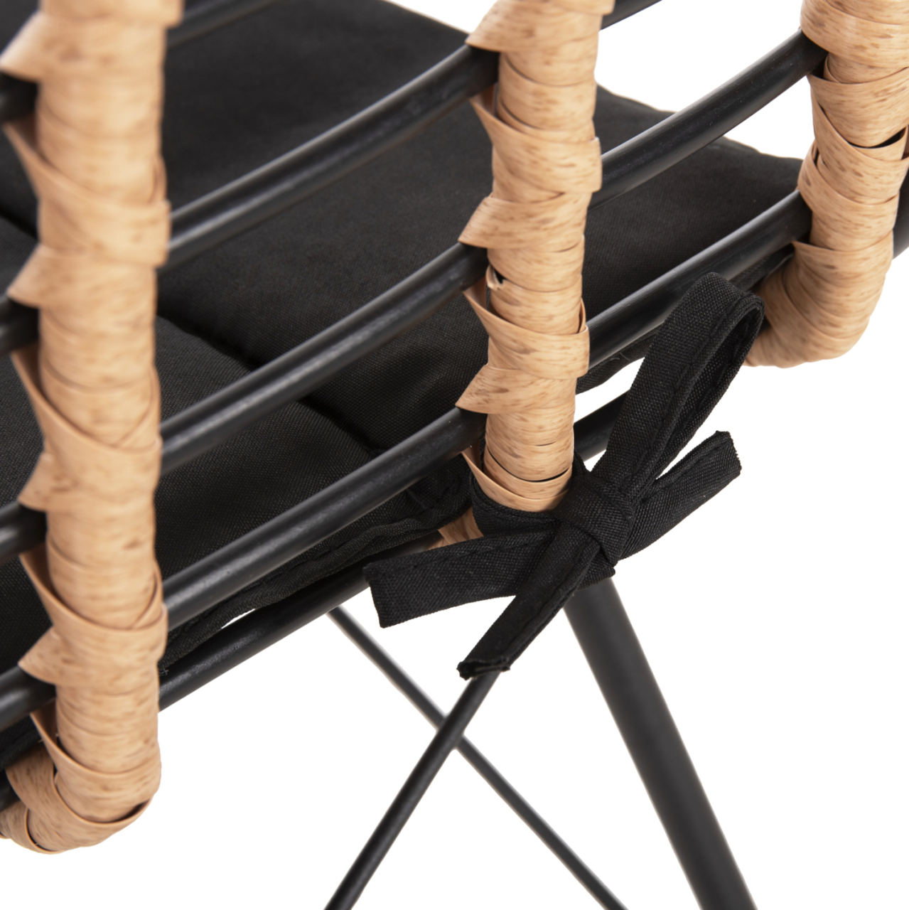 METALLIC DINING CHAIR ALLEGRA HM5691.11 WICKER IN BEIGE-BLACK 51x54x84Hcm. [9]