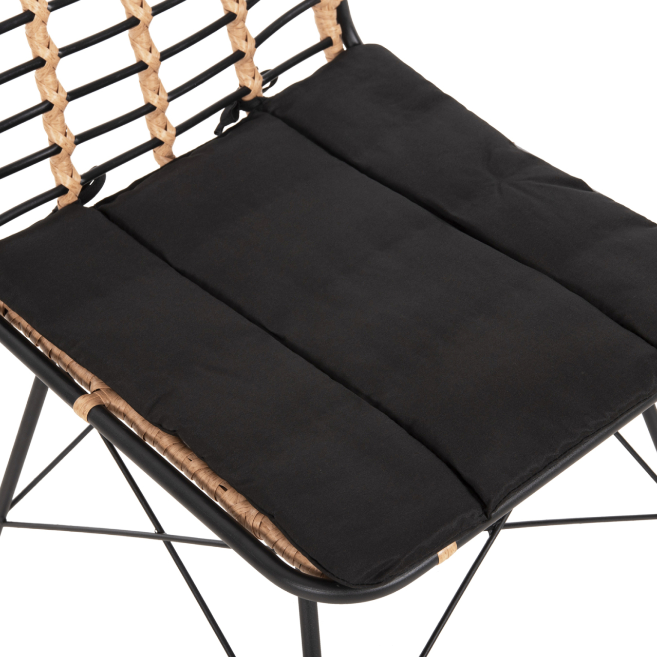METALLIC DINING CHAIR ALLEGRA HM5691.11 WICKER IN BEIGE-BLACK 51x54x84Hcm. [8]