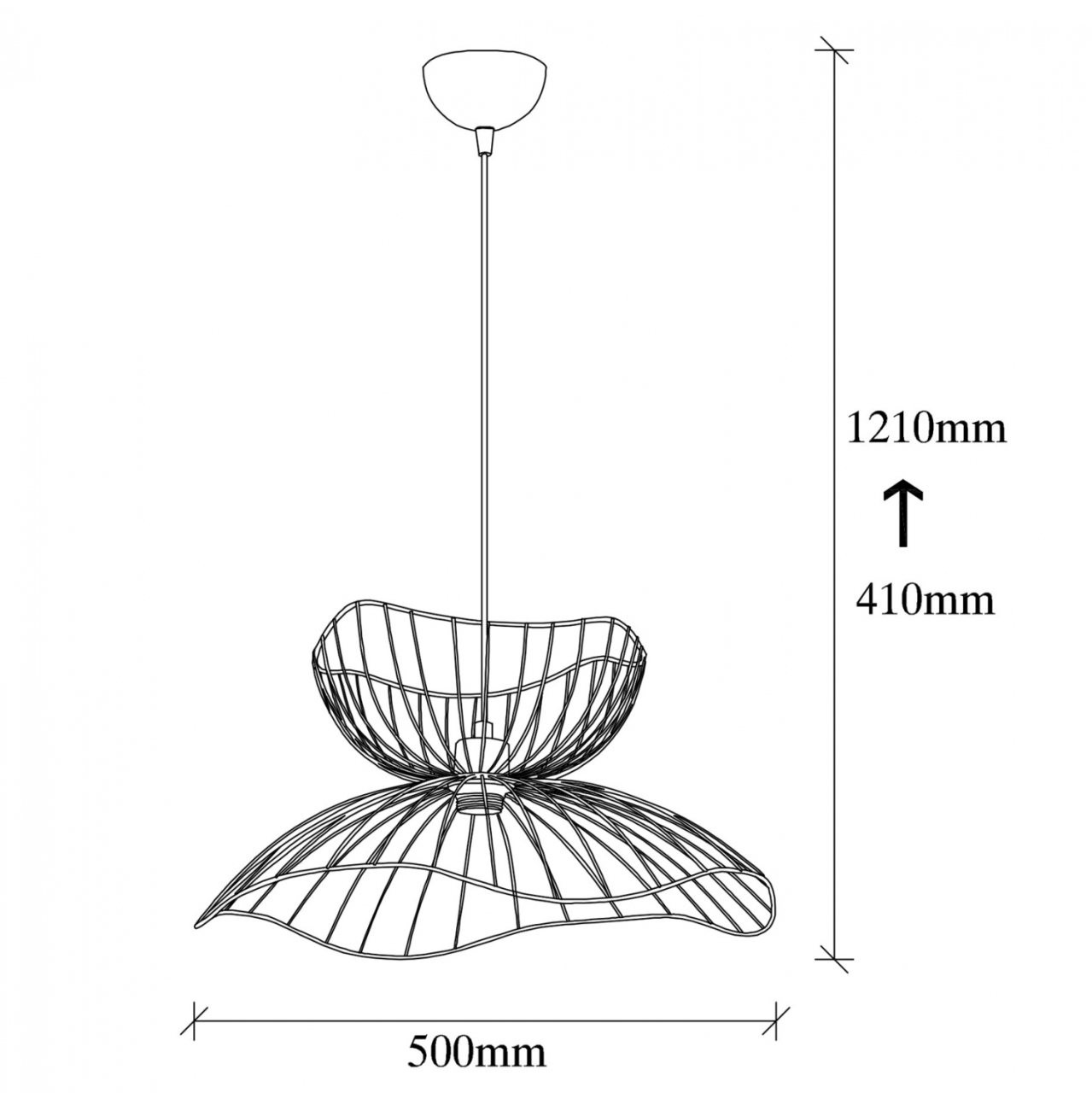METALLIC PENDANT LIGHT IN BLACK E27 HM7232 50x50x121 cm. [3]