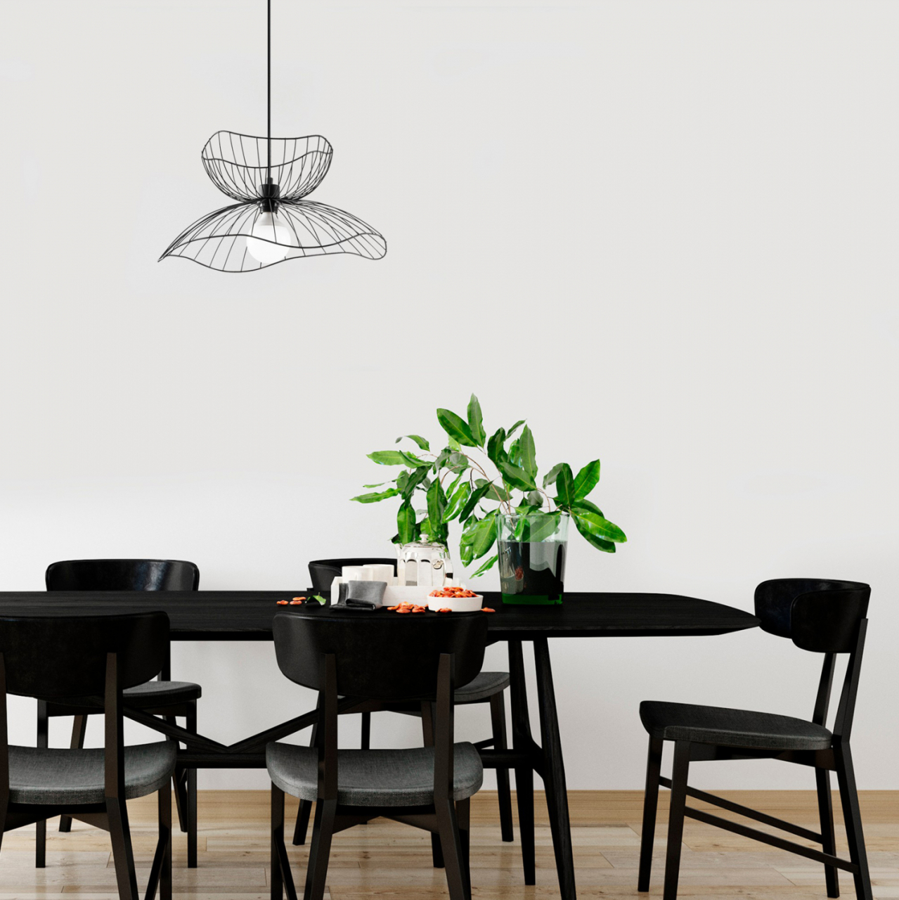METALLIC PENDANT LIGHT IN BLACK E27 HM7232 50x50x121 cm. [2]
