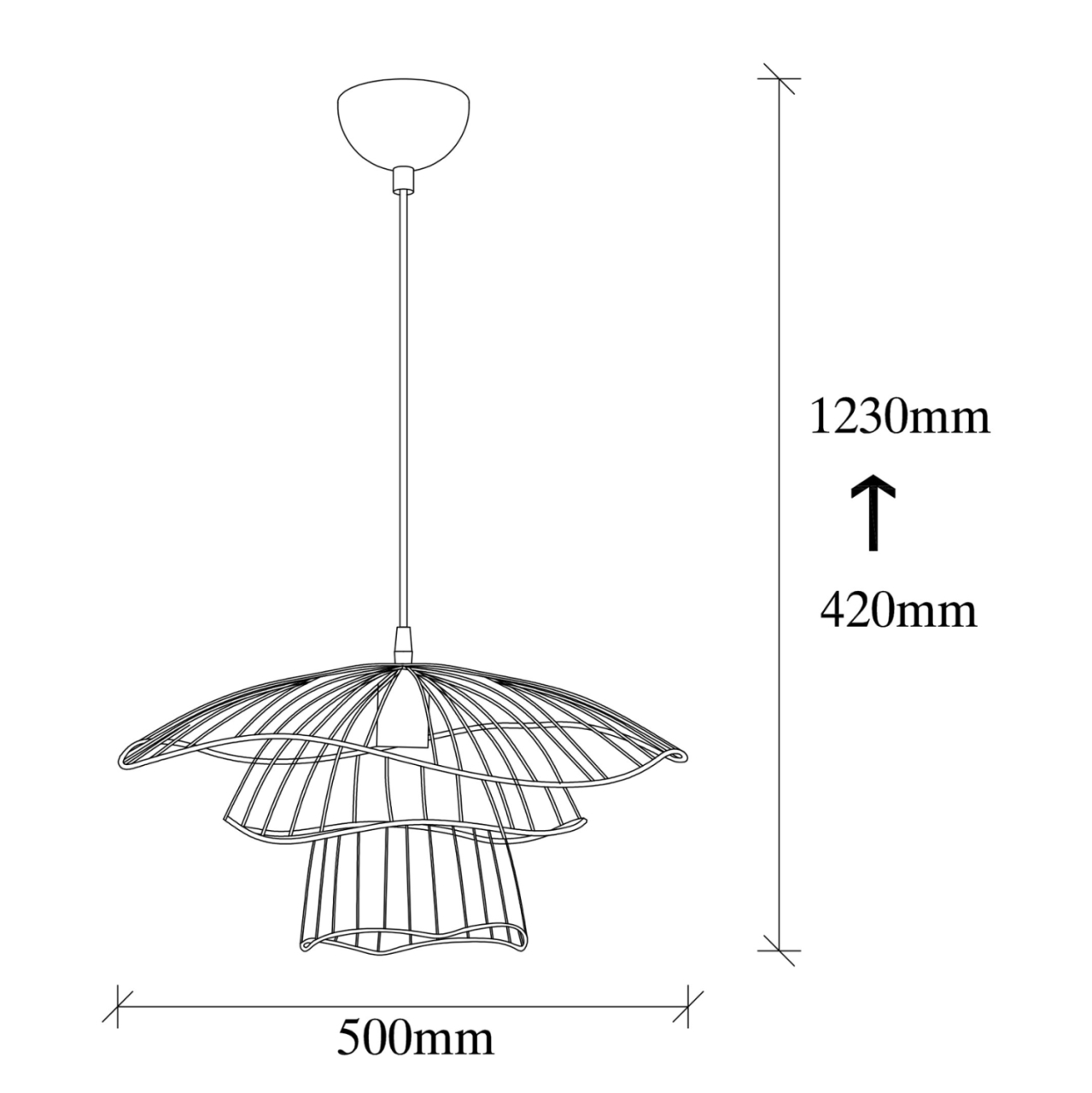 METALLIC PENDANT LIGHT IN BLACK HM7231 E27 Φ50x123 cm. [2]