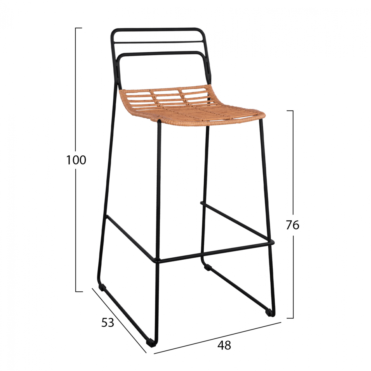Metallic Stool Allegra HM5642 with Wicker in Beige color 48x53x100 cm [2]