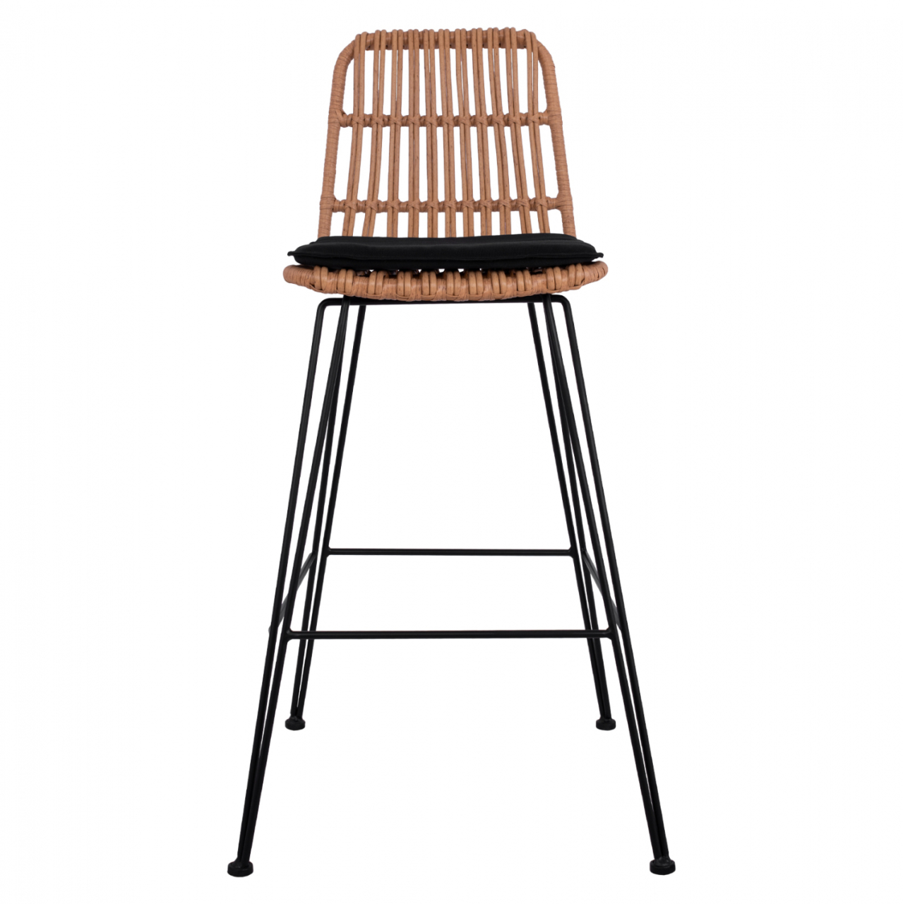 Metallic Stool with pillow Allegra HM5452 with wicker in beige color 56x60x109cm [3]