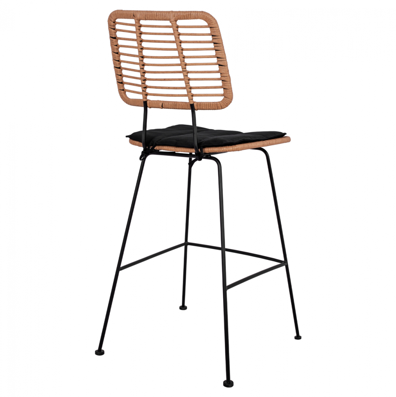 Metallic Stool with pillow Allegra HM5455 with wicker in beige color 46,5x55x117,5 cm [5]