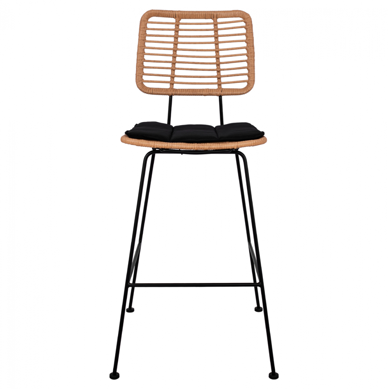 Metallic Stool with pillow Allegra HM5455 with wicker in beige color 46,5x55x117,5 cm [3]