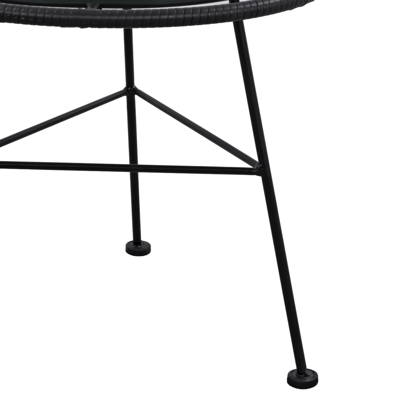 Metallic table Allegra with Wicker in Black color and glass HM5459.02 ''45x46cm [5]