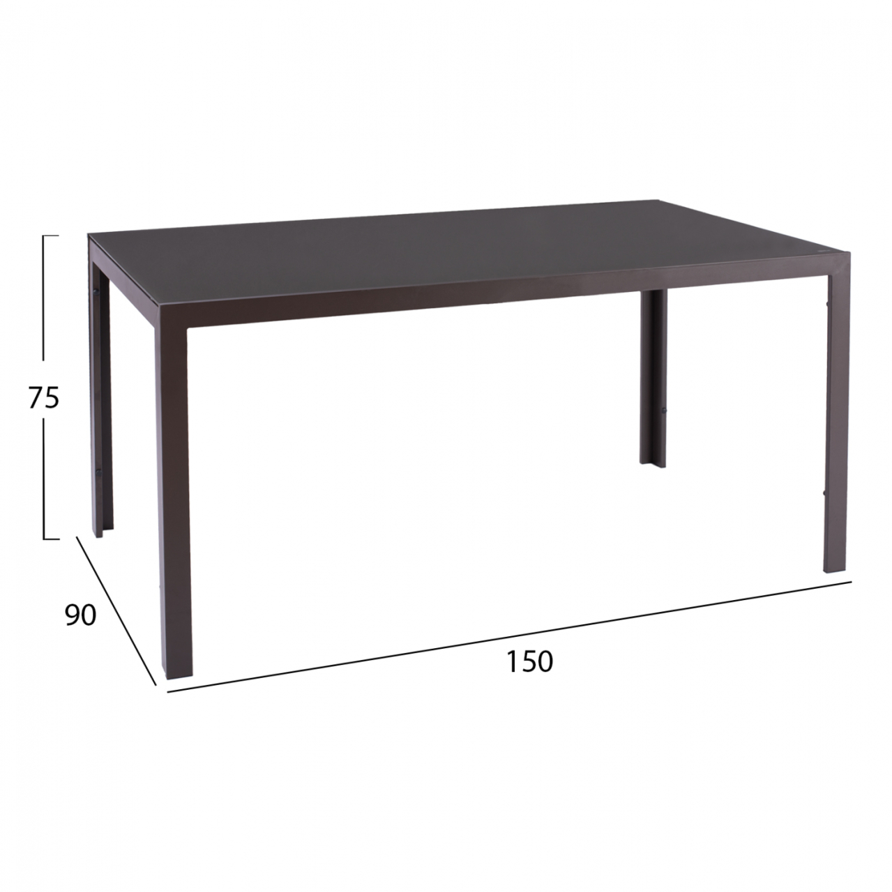 METALLIC TABLE IN BROWN WITH BROWN GLASS 150X90X75cm HM5767.02 [2]