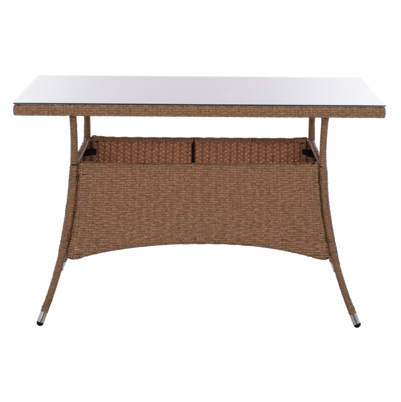 ΤΡΑΠΕΖΙ ΜΕΤΑΛΛΙΚΟ MILITARY RATTAN ΜΠΕΖ ΚΑΦΕ HM5141.32 120x70x75Υ εκ. [3]