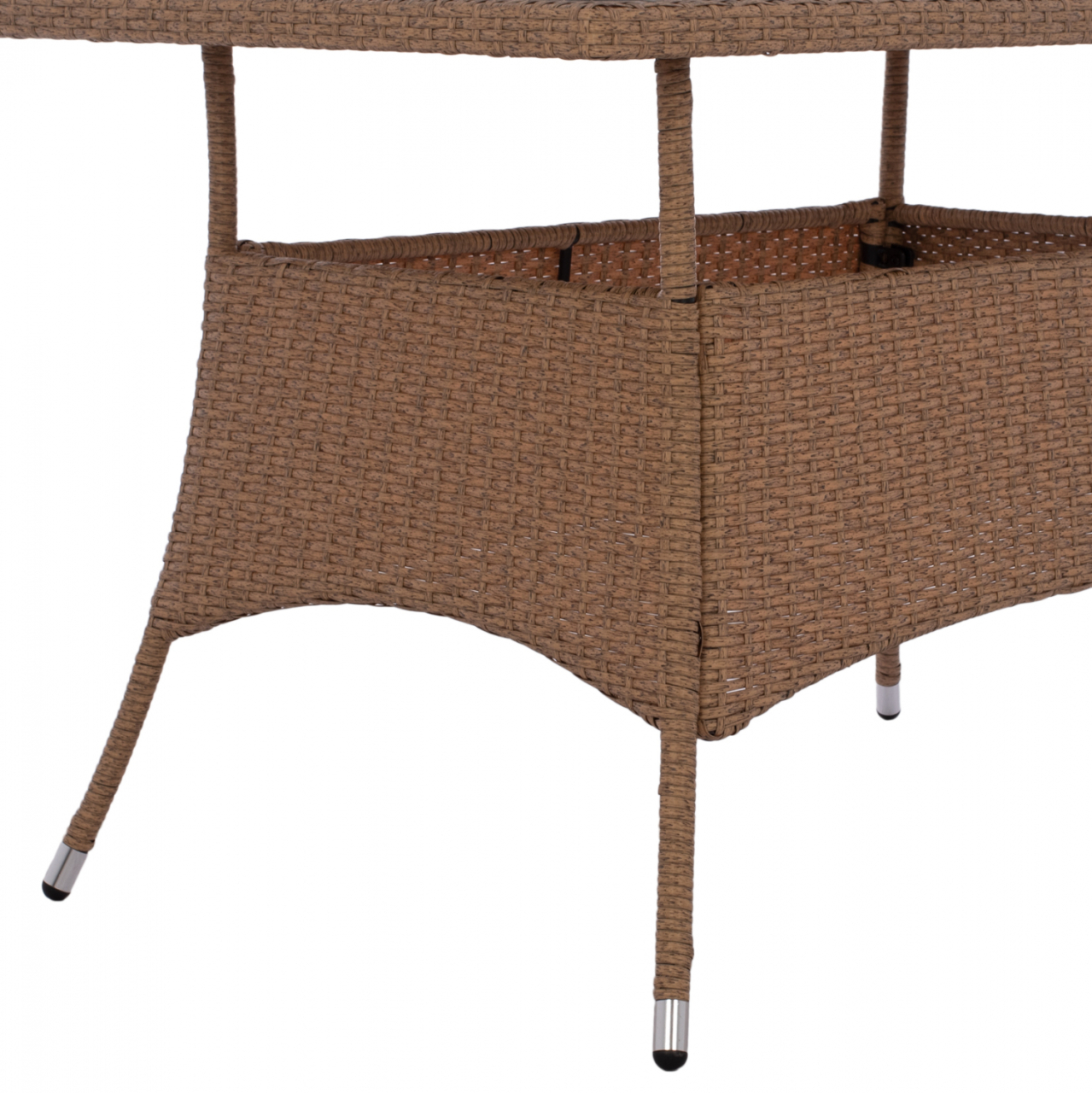 ΤΡΑΠΕΖΙ ΜΕΤΑΛΛΙΚΟ MILITARY RATTAN ΜΠΕΖ ΚΑΦΕ HM5141.32 120x70x75Υ εκ. [5]