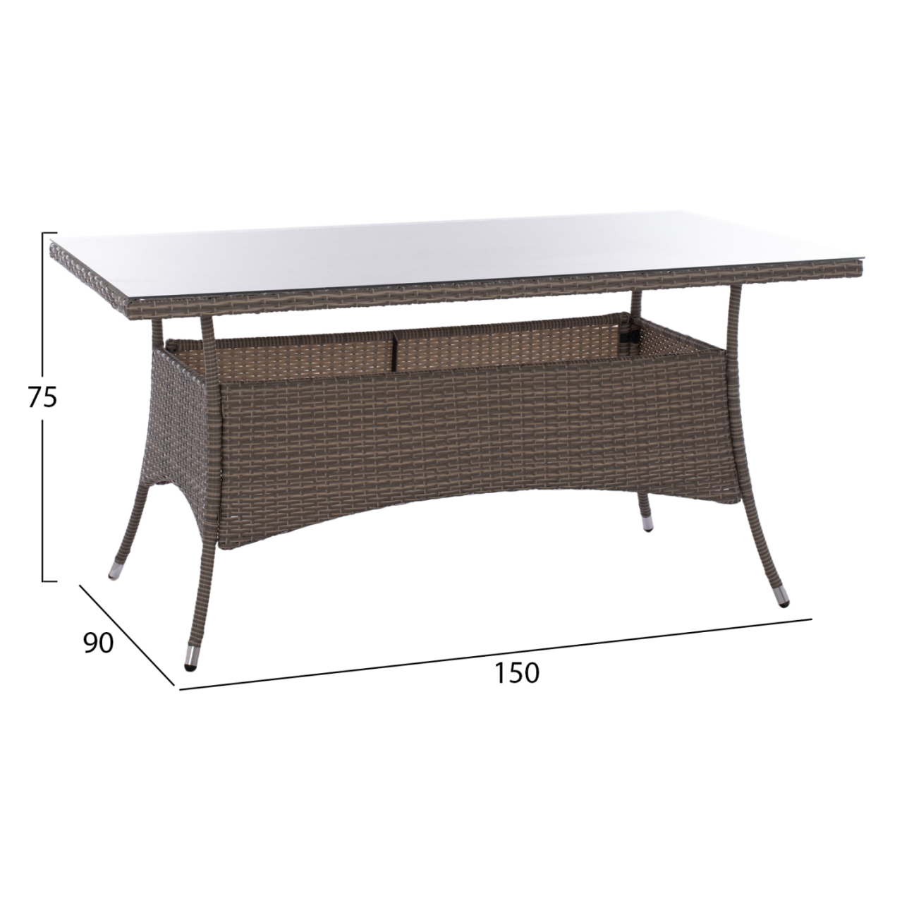 ΤΡΑΠΕΖΙ ΜΕΤΑΛΛΙΚΟ MINSK RATTAN ΓΚΡΙ HM5507.01 150x90x75Υ εκ. [2]