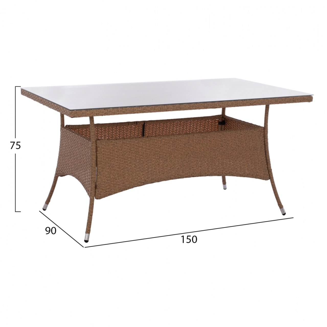 ΤΡΑΠΕΖΙ ΜΕΤΑΛΛΙΚΟ MINSK RATTAN ΜΠΕΖ ΚΑΦΕ HM5507.02 150x90x75 εκ. [2]