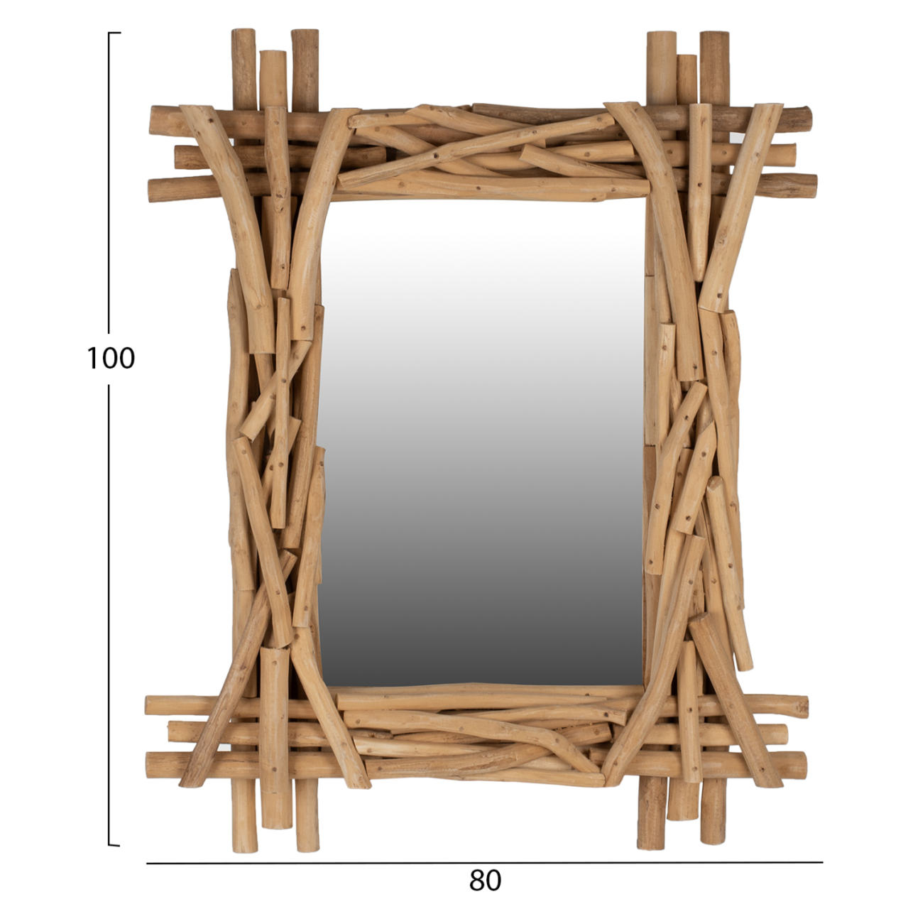 MIRROR FB99372 SOLID TEAK BRANCHES NATURAL 100X80H [2]