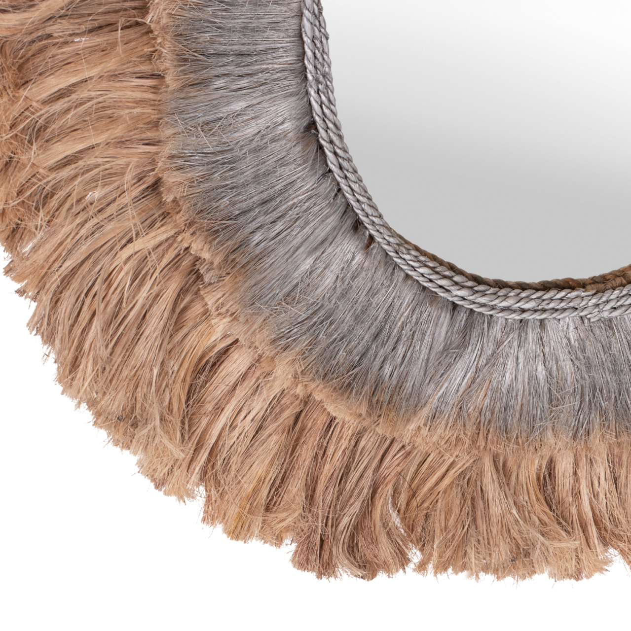 MIRROR OVAL MADE OF ABACA FIBERS IN NATURAL AND SILVER COLOR 90x5x140Hcm.HM7738 [3]