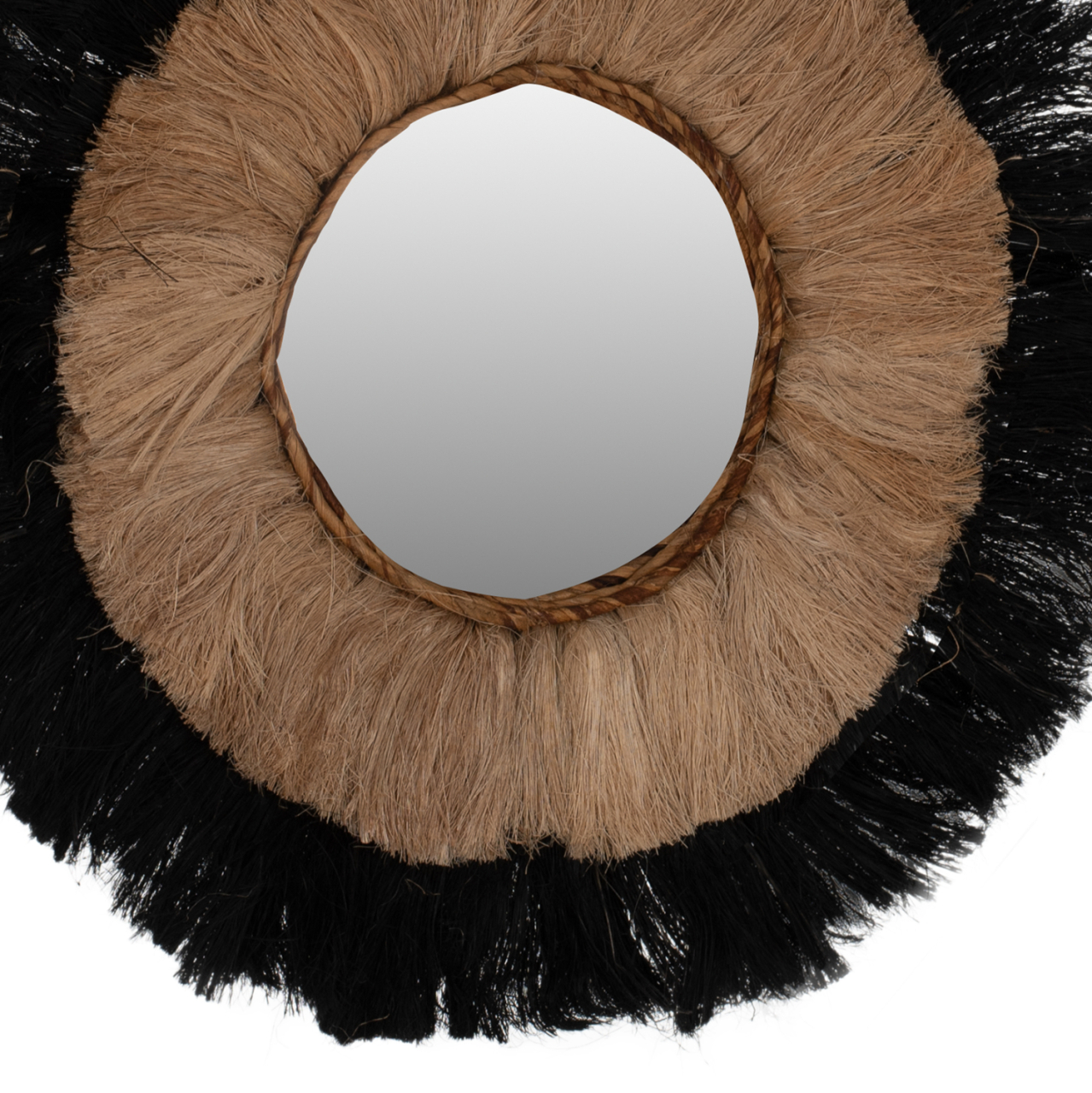 MIRROR ROUND ABACA FIBERS FRAME IN NATURAL AND BLACK COLOR 70x4x70Hcm.HM7737 [2]