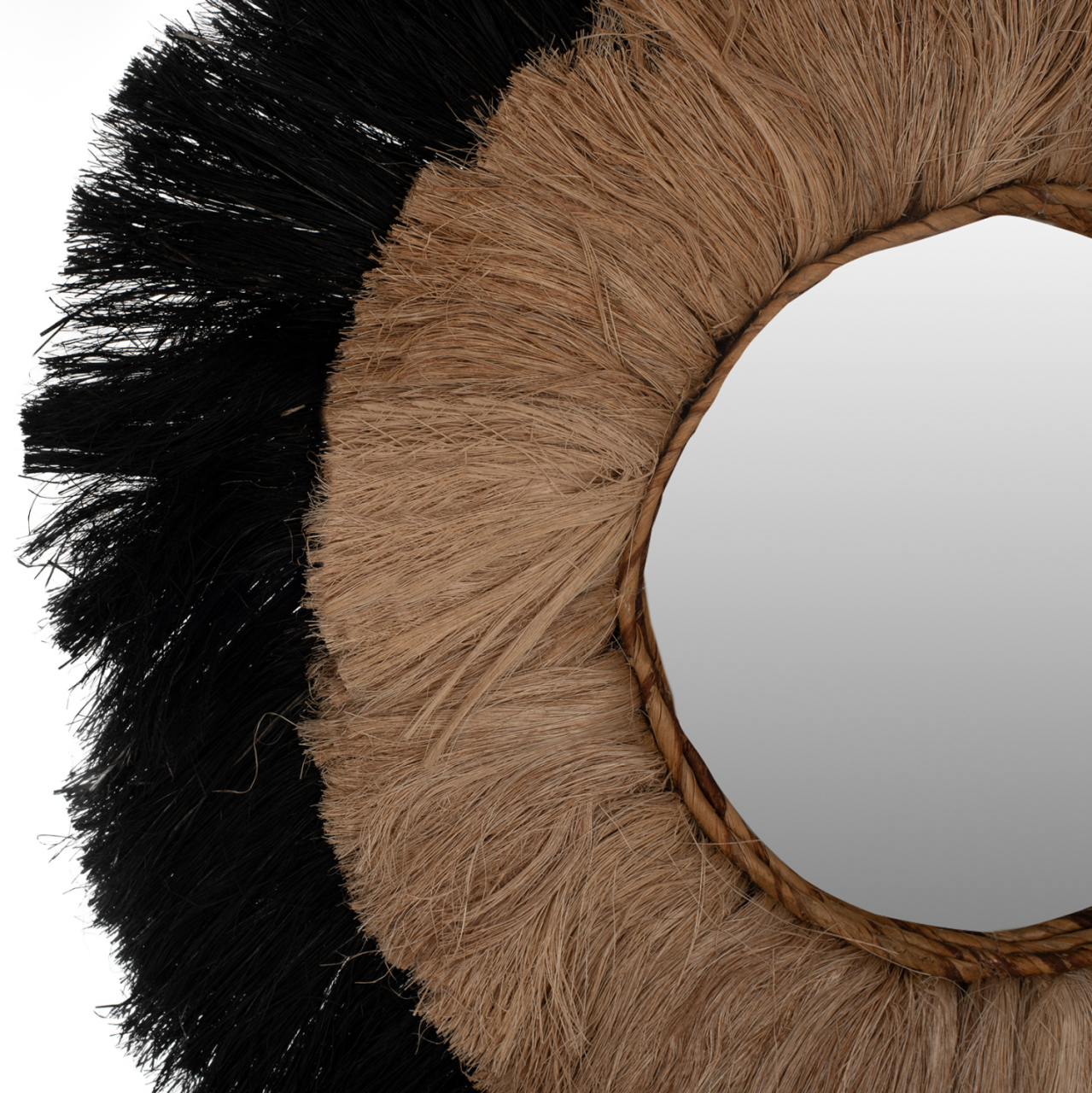 MIRROR ROUND ABACA FIBERS FRAME IN NATURAL AND BLACK COLOR 70x4x70Hcm.HM7737 [3]