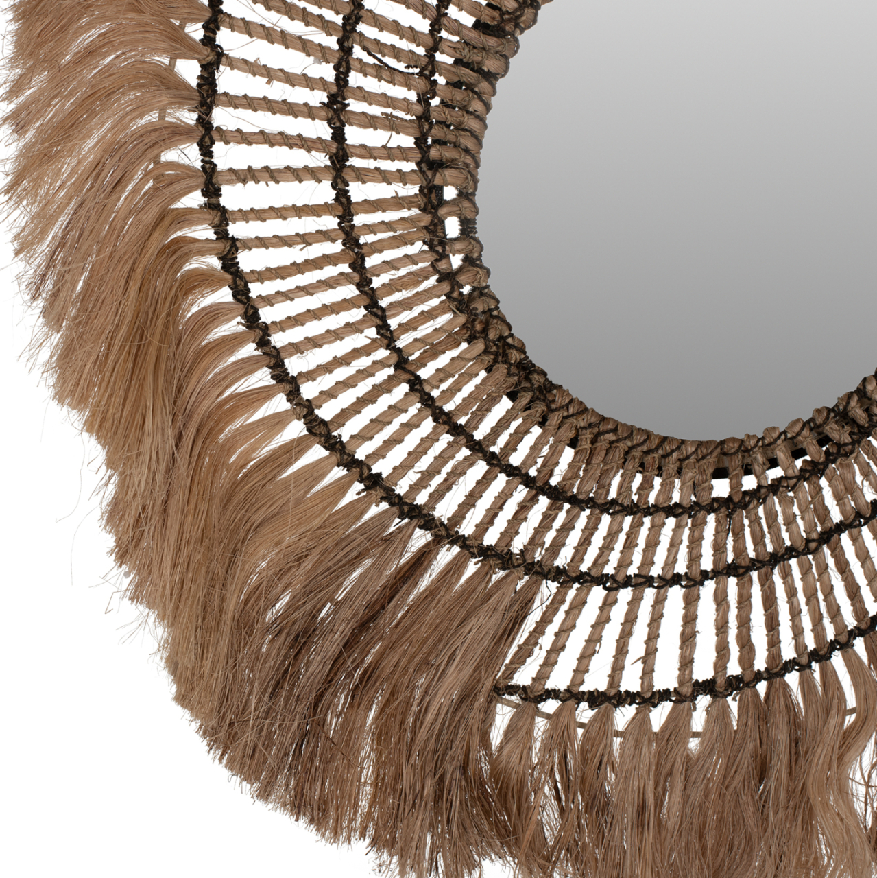 MIRROR ROUND ABACA FIBERS IN NATURAL COLOR AND BLACK ROPE 80x4x80Hcm.HM7741 [6]