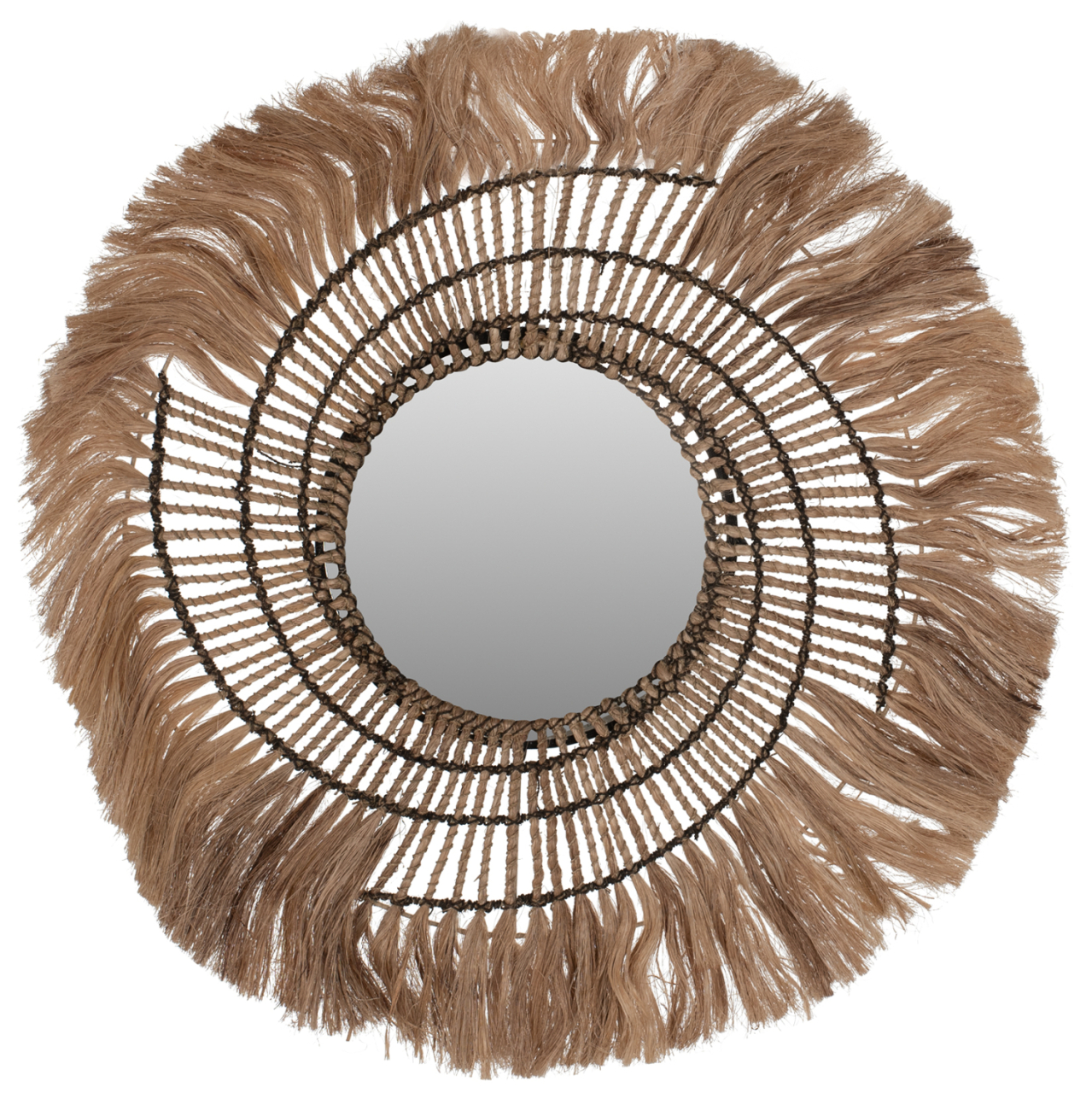 MIRROR ROUND ABACA FIBERS IN NATURAL COLOR AND BLACK ROPE 80x4x80Hcm.HM7741 [1]