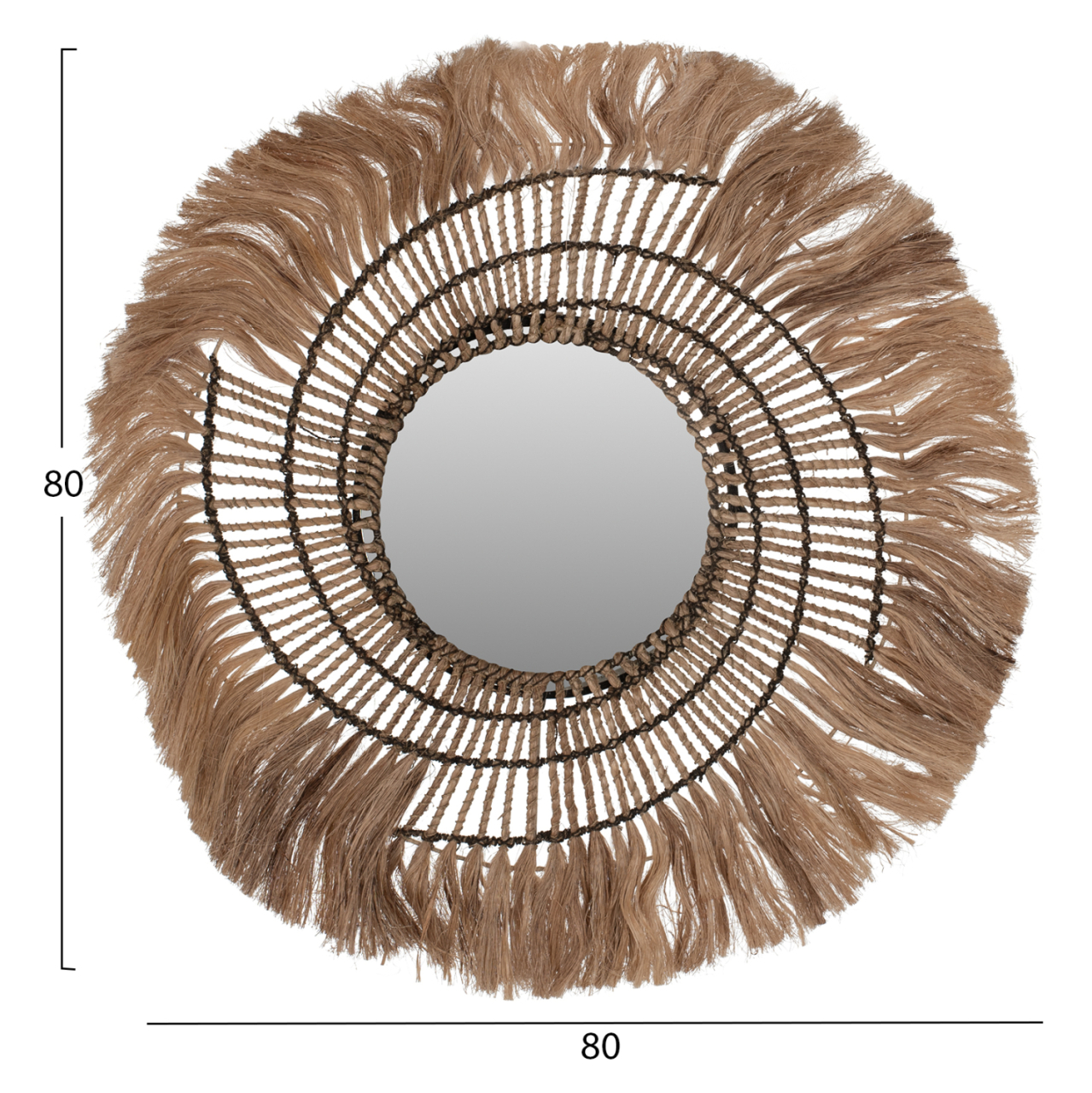 MIRROR ROUND ABACA FIBERS IN NATURAL COLOR AND BLACK ROPE 80x4x80Hcm.HM7741 [2]