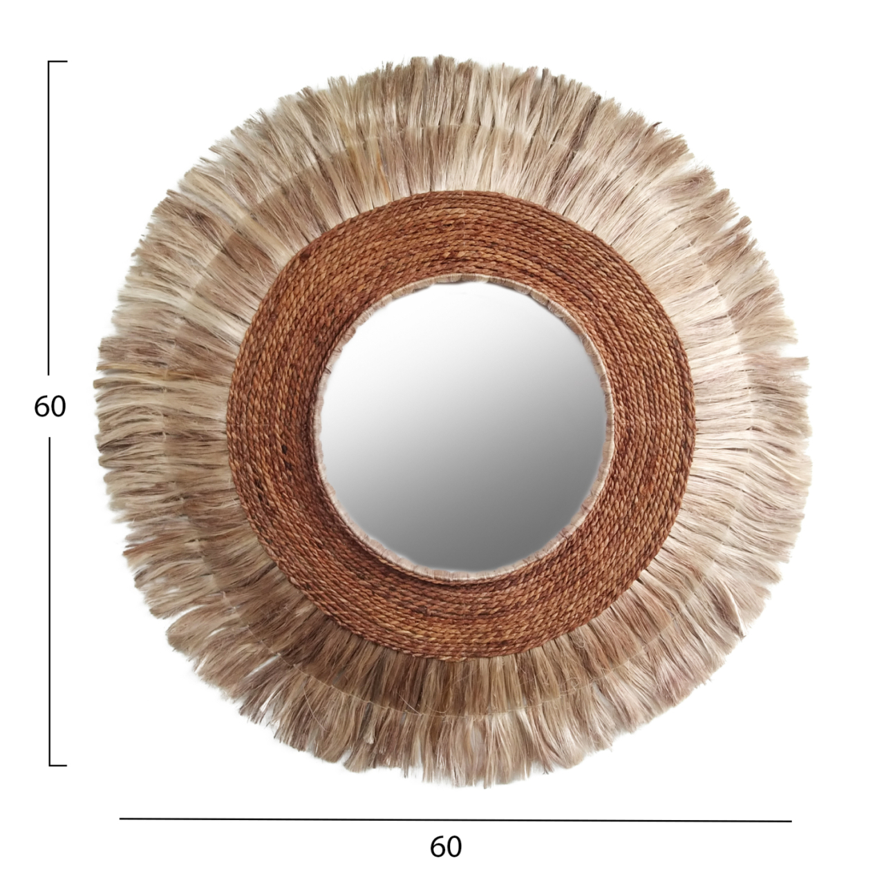 MIRROR ROUND MADE OF ABACA FIBERS IN NATURAL COLOR 60x5x60Hcm.HM7739 [2]
