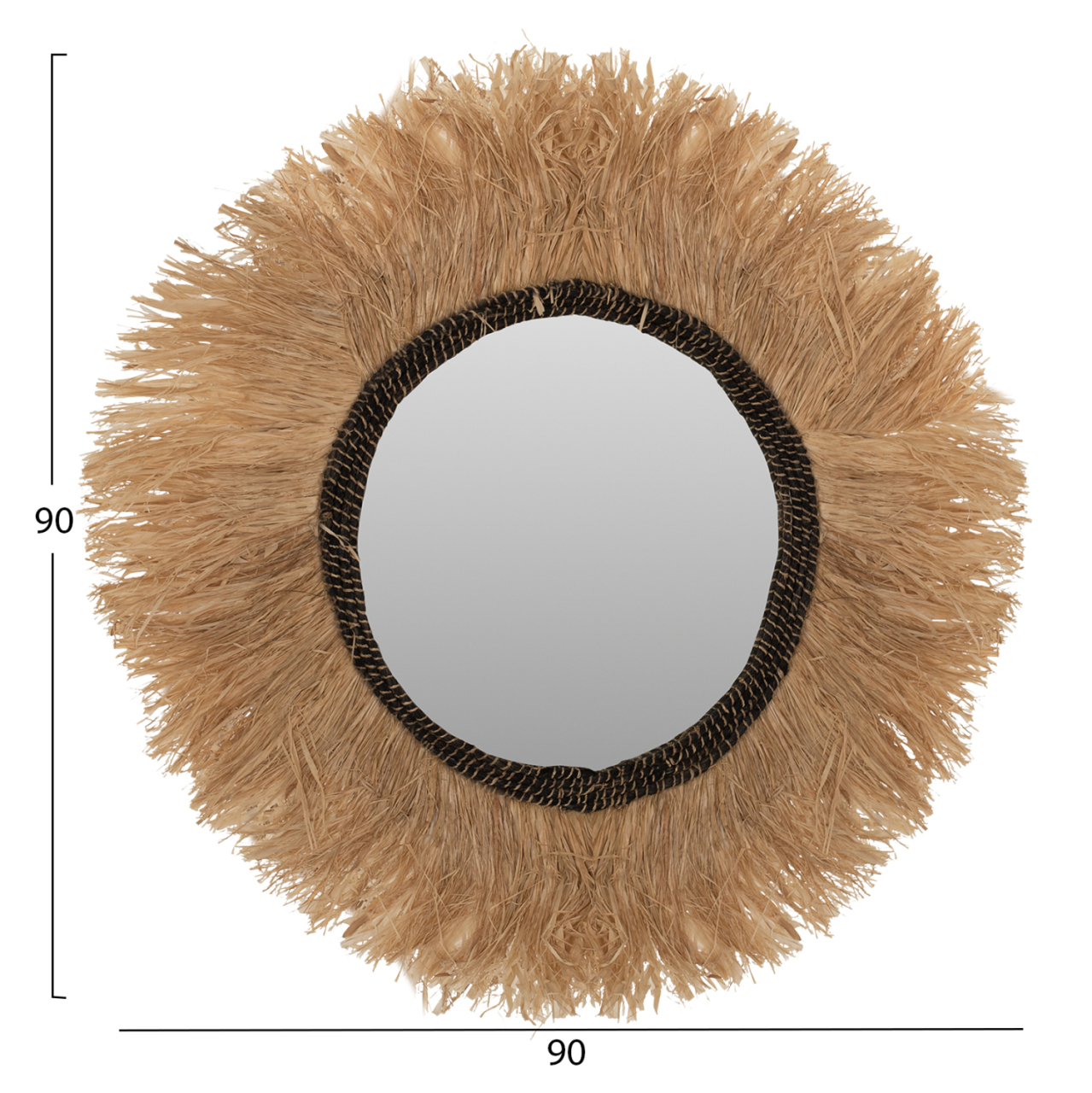 MIRROR ROUND SISAL FIBER AND ABACA FIBER FRAME IN NATURAL-BLACK Φ90cm.HM7746 [2]