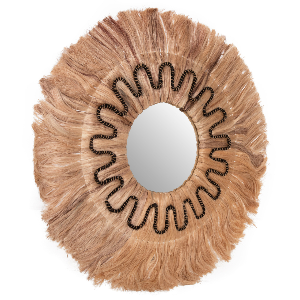 MIRROR ROUND WITH ABACA FIBERS FRAME IN NATURAL-BLACK 90x4x90Hcm.HM7750 [3]