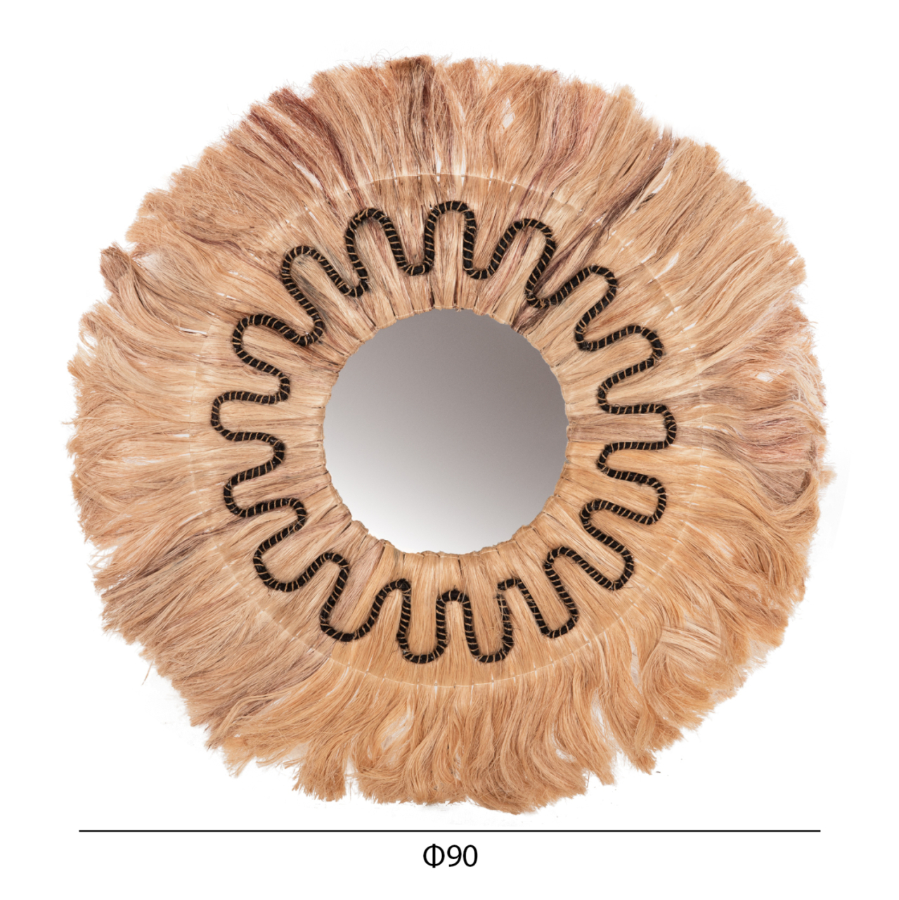 MIRROR ROUND WITH ABACA FIBERS FRAME IN NATURAL-BLACK 90x4x90Hcm.HM7750 [2]