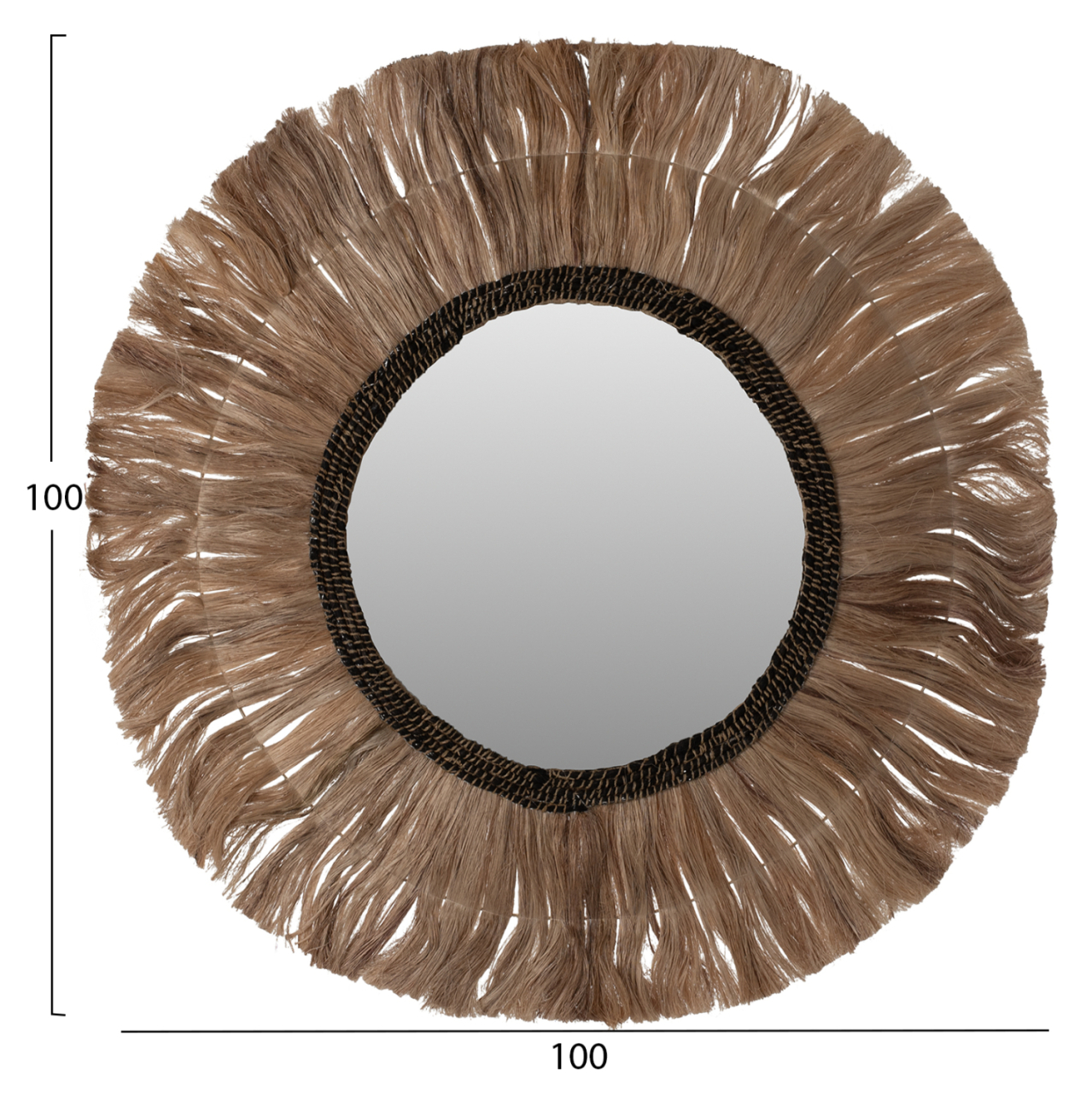 MIRROR ROUND WITH ABACA FIBERS FRAME NATURAL-BLACK COLOR Φ100cm.HM7748 [2]