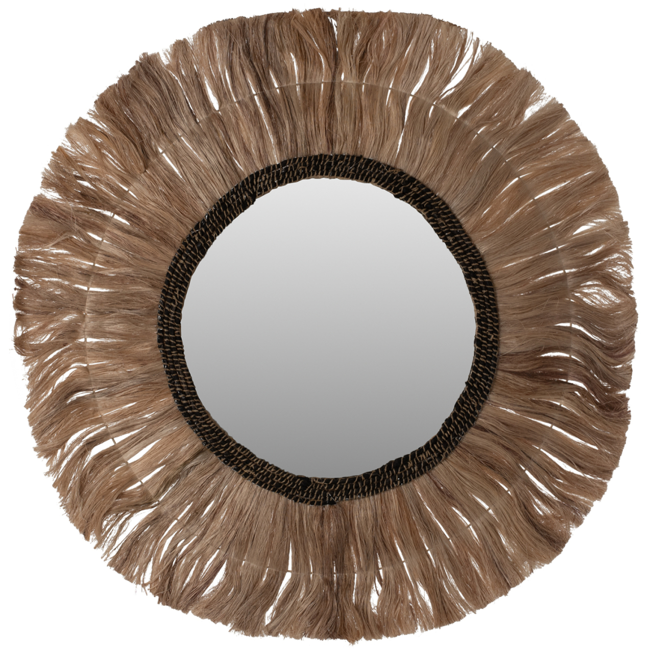 MIRROR ROUND WITH ABACA FIBERS FRAME NATURAL-BLACK COLOR Φ100cm.HM7748 [1]
