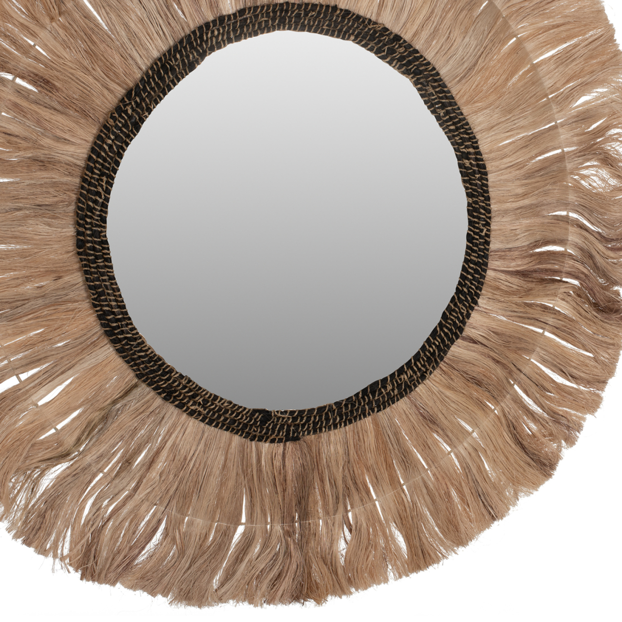 MIRROR ROUND WITH ABACA FIBERS FRAME NATURAL-BLACK COLOR Φ100cm.HM7748 [3]
