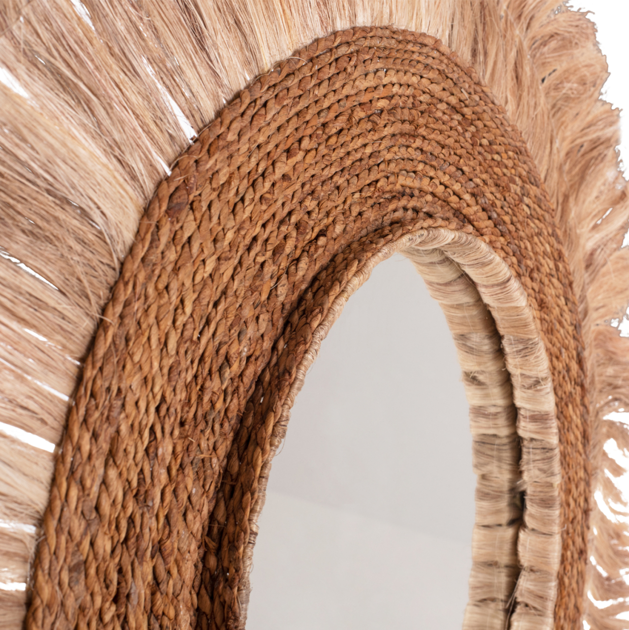 MIRROR ROUND WITH ABACA FIBERS FRAME NATURAL COLOR 110x5x110Hcm.HM7740 [4]