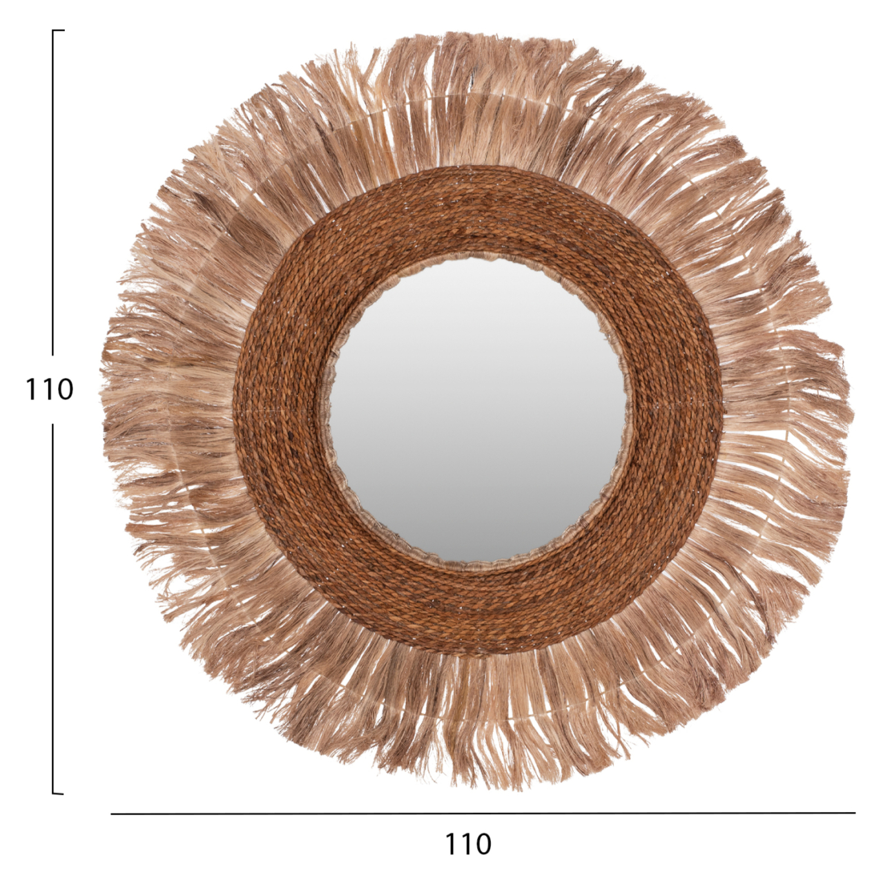 MIRROR ROUND WITH ABACA FIBERS FRAME NATURAL COLOR 110x5x110Hcm.HM7740 [2]