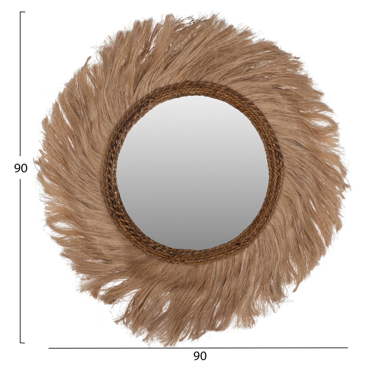 MIRROR ROUND WITH ABACA FIBERS FRAME NATURAL COLOR 90x4x90Hcm.HM7729 [2]