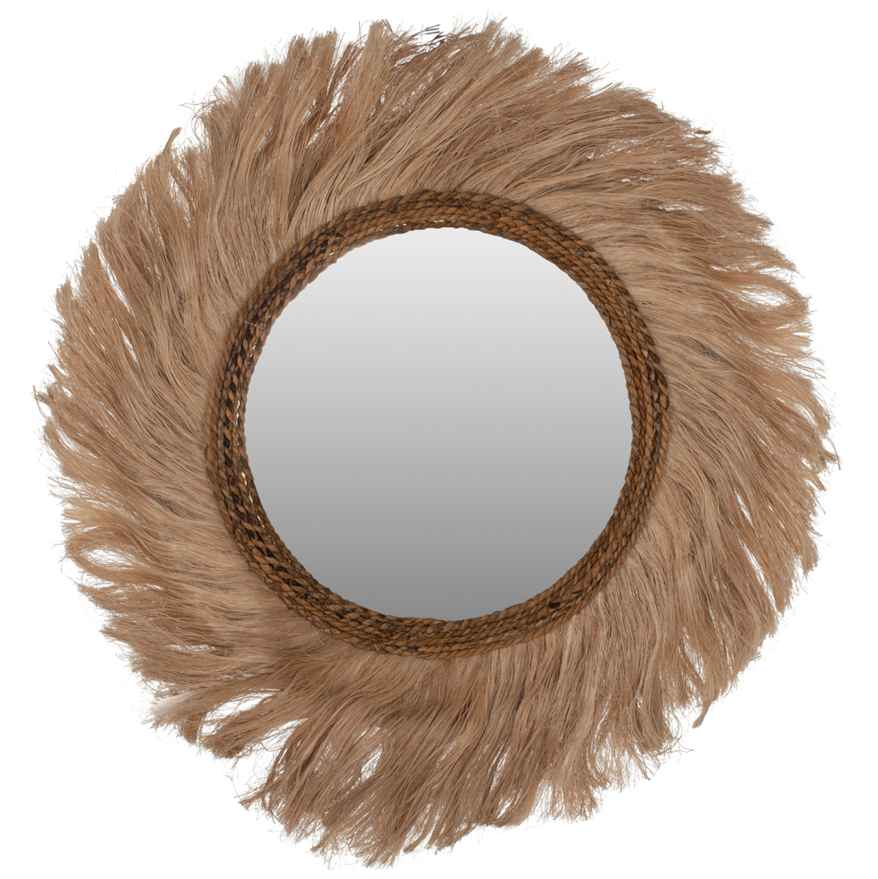 MIRROR ROUND WITH ABACA FIBERS FRAME NATURAL COLOR 90x4x90Hcm.HM7729 [1]