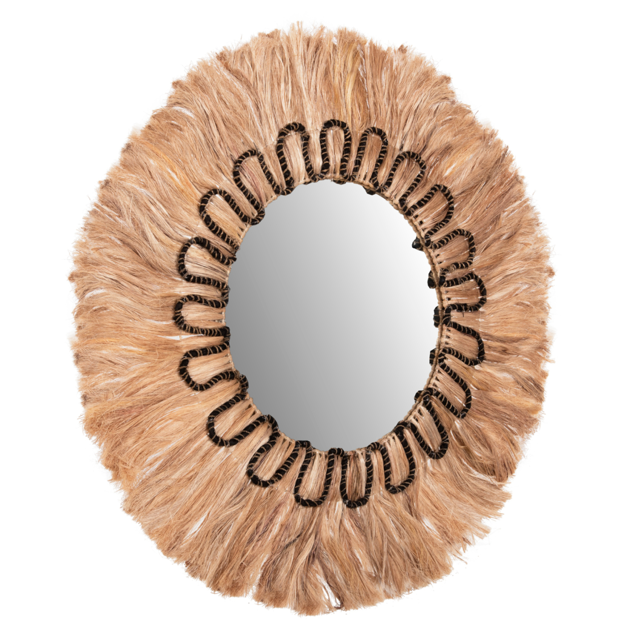 MIRROR ROUND WITH ABACA FIBERS FRAME NATYRAL-BLACK COLOR Φ100cm.HM7749 [3]