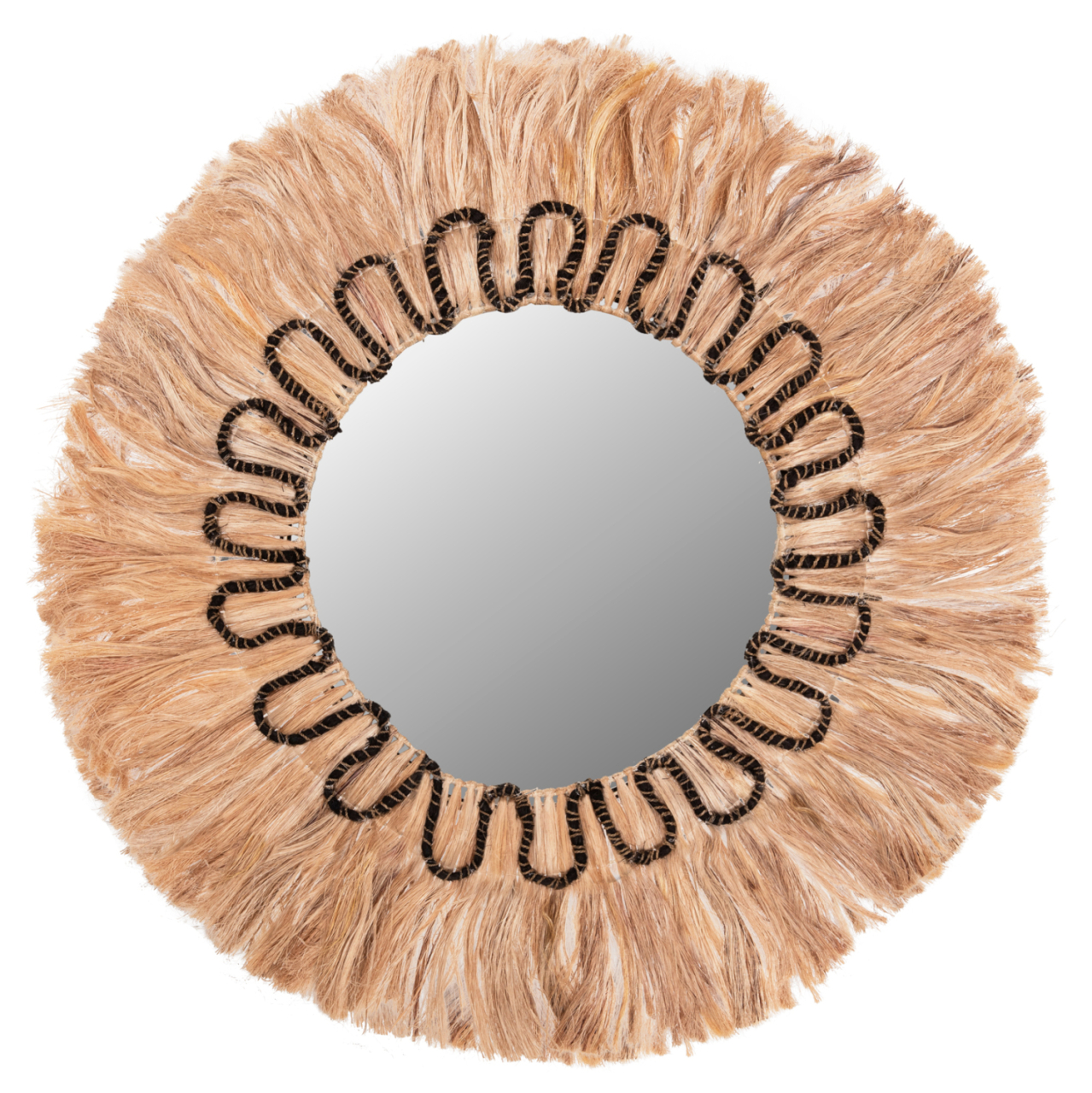 MIRROR ROUND WITH ABACA FIBERS FRAME NATYRAL-BLACK COLOR Φ100cm.HM7749 [1]