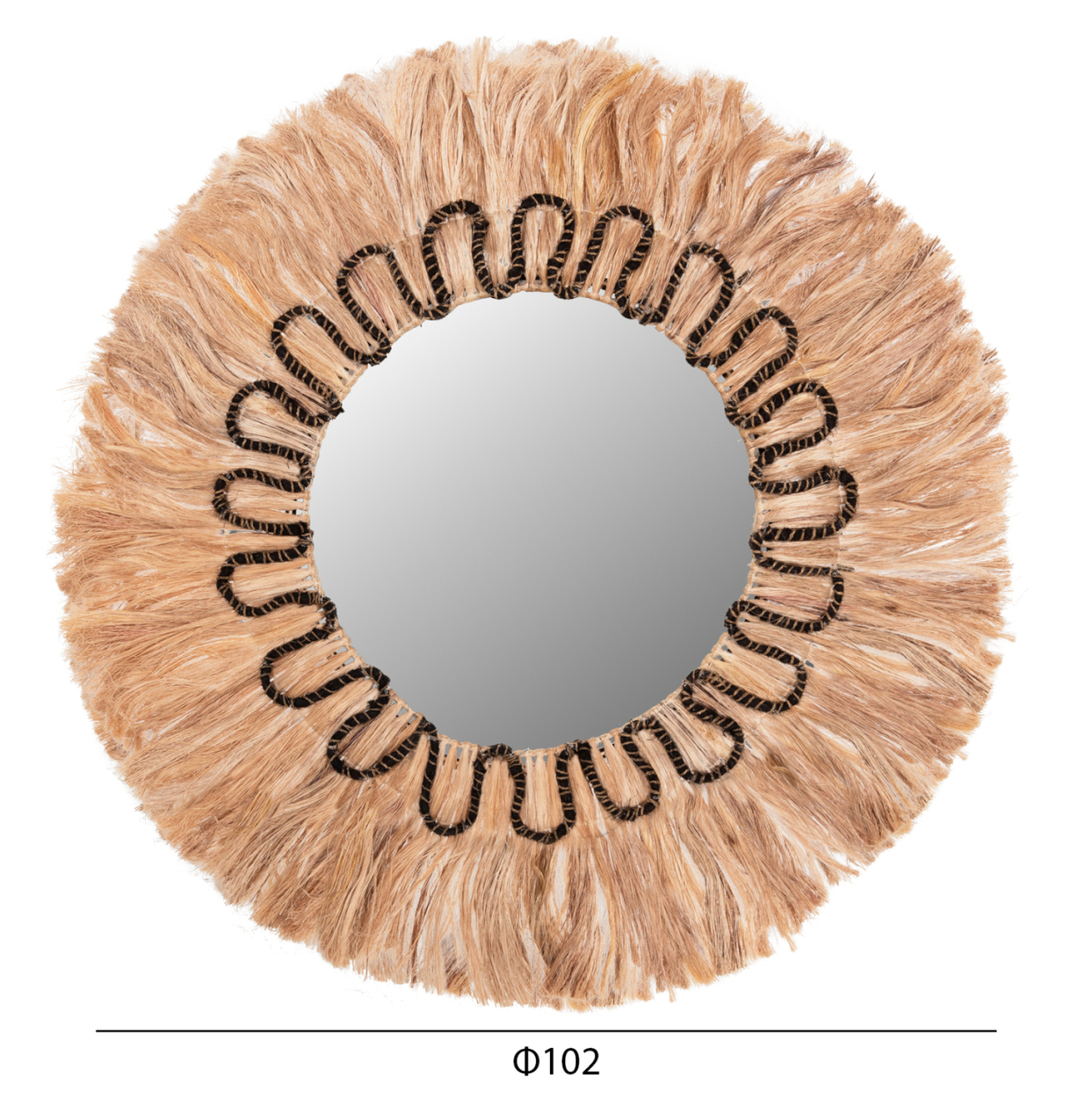 MIRROR ROUND WITH ABACA FIBERS FRAME NATYRAL-BLACK COLOR Φ100cm.HM7749 [2]