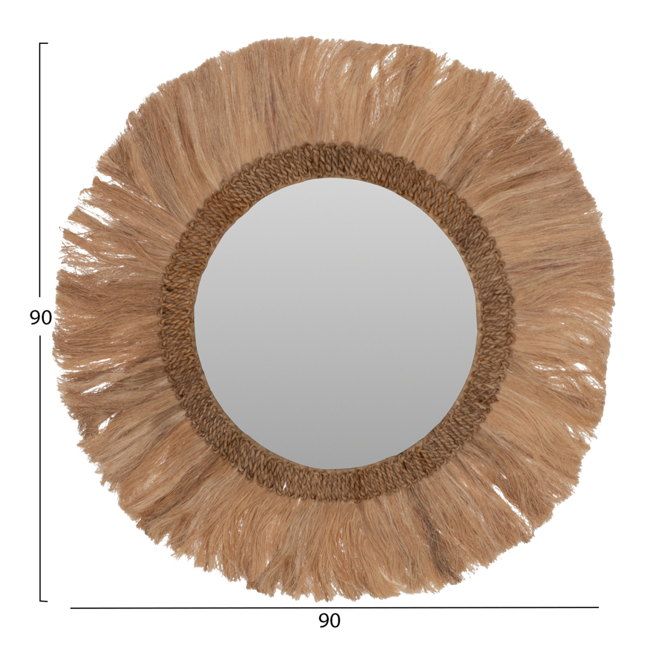 MIRROR ROUND WITH ABACA FRAME NATURAL COLOR 90x4,5x90Hcm.HM7730 [2]