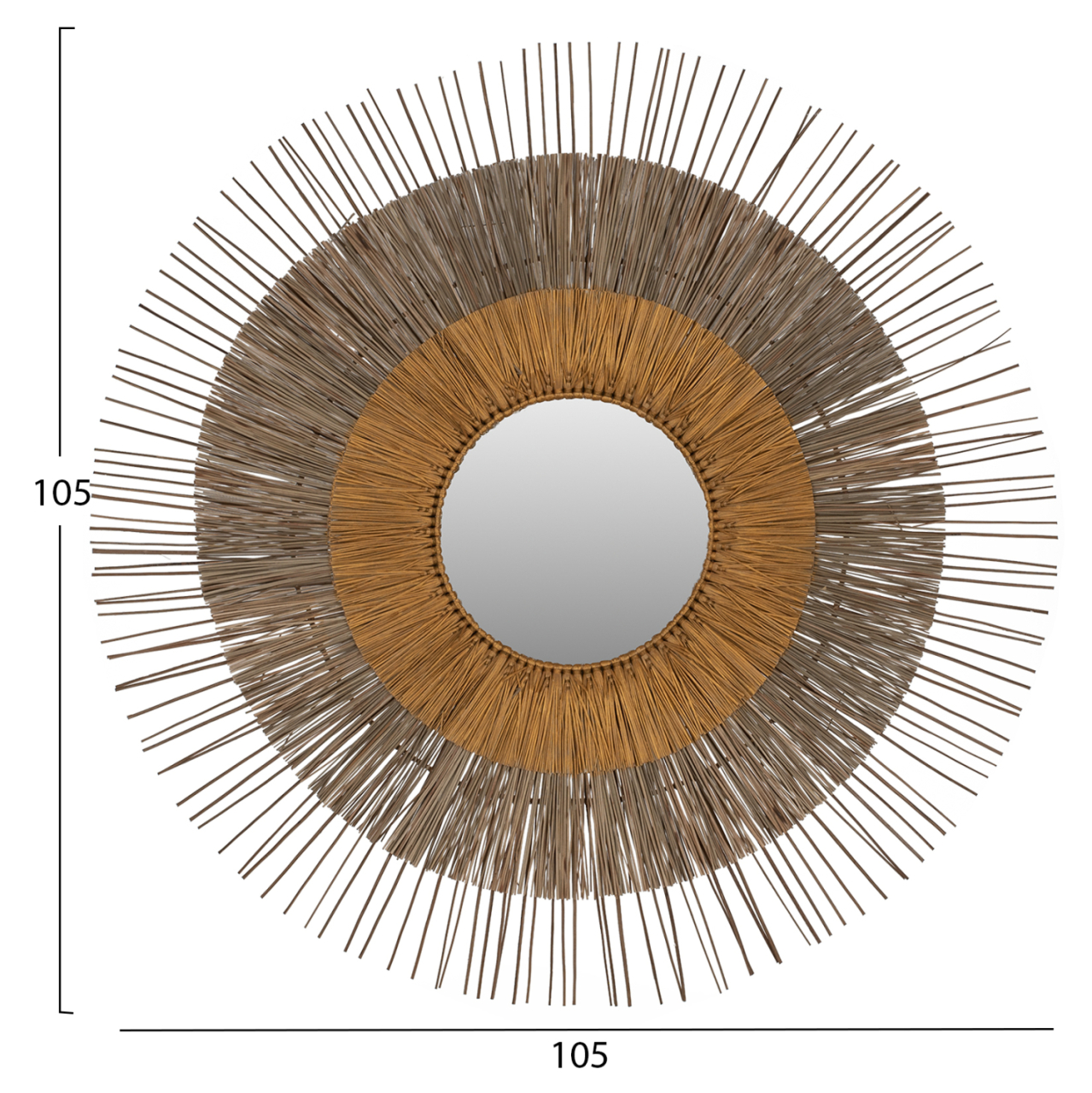 MIRROR WITH MENDONG GRASS FRAME NATURAL-GOLD COLOR Φ105cm. HM7798 [2]