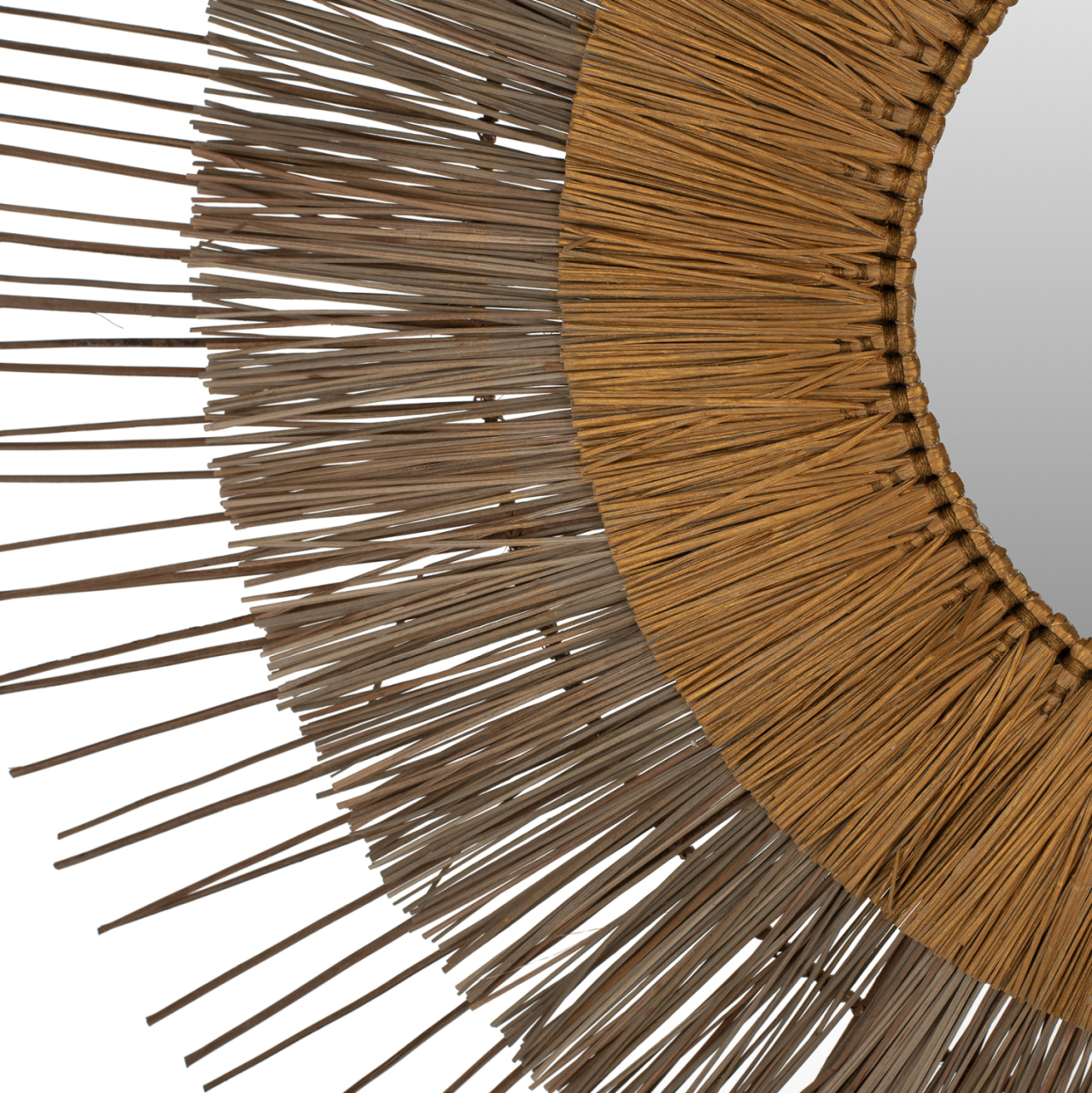 MIRROR WITH MENDONG GRASS FRAME NATURAL-GOLD COLOR Φ105cm. HM7798 [4]