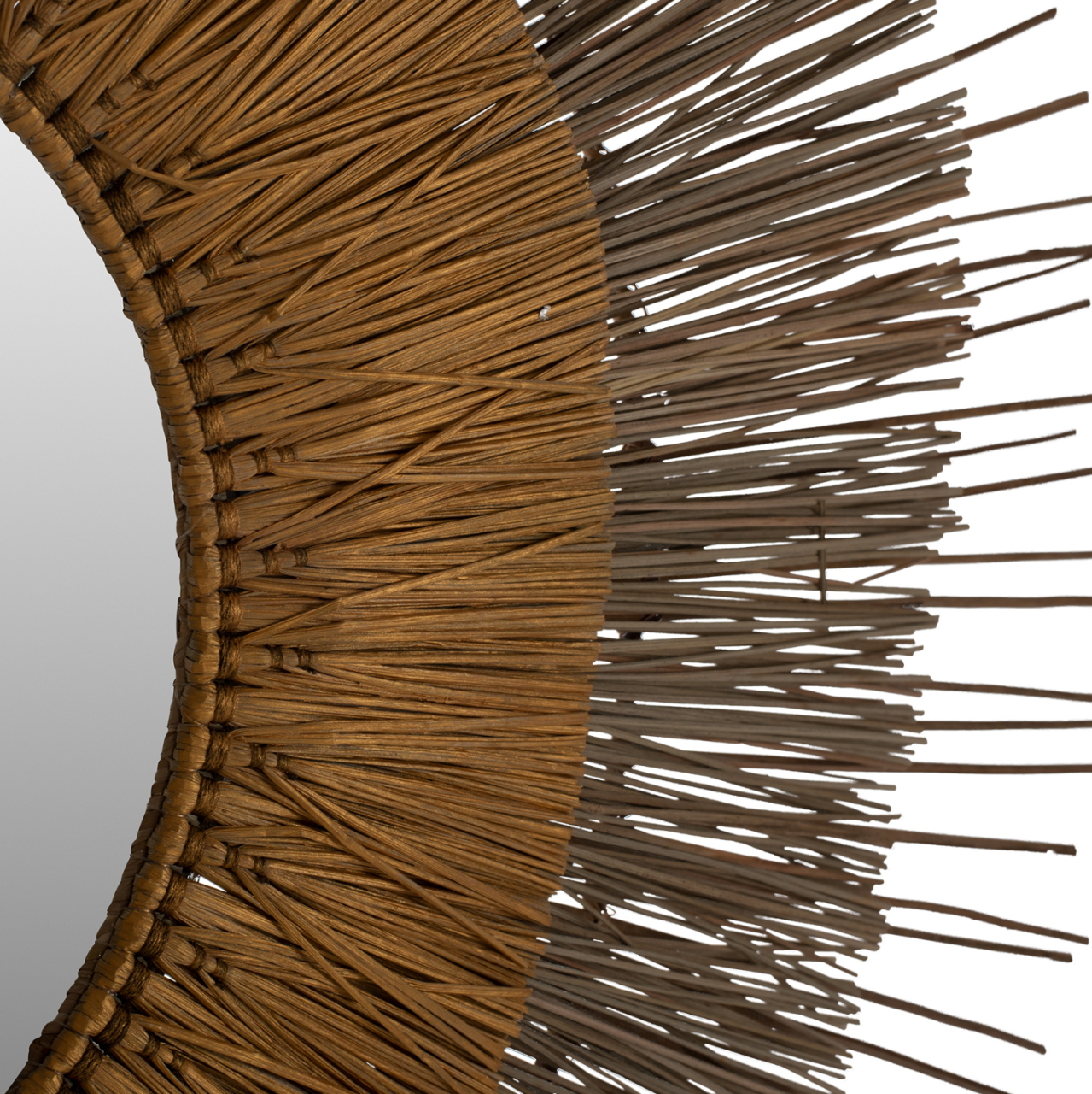MIRROR WITH MENDONG GRASS FRAME NATURAL-GOLD COLOR Φ105cm. HM7798 [6]