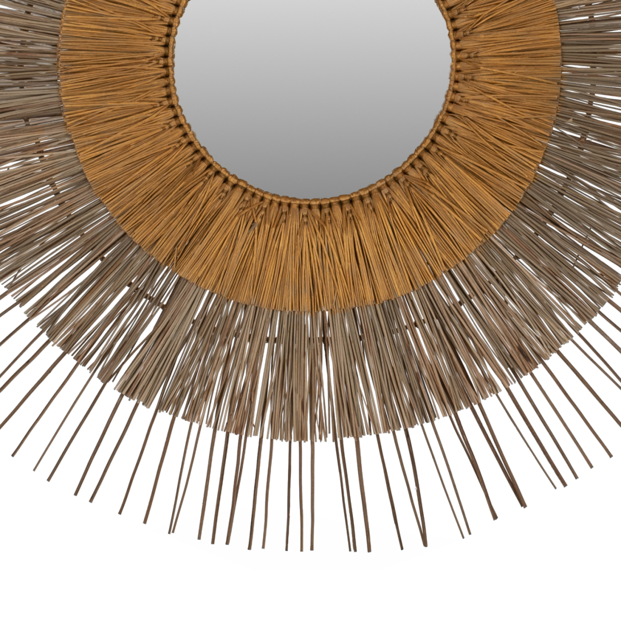 MIRROR WITH MENDONG GRASS FRAME NATURAL-GOLD COLOR Φ105cm. HM7798 [3]