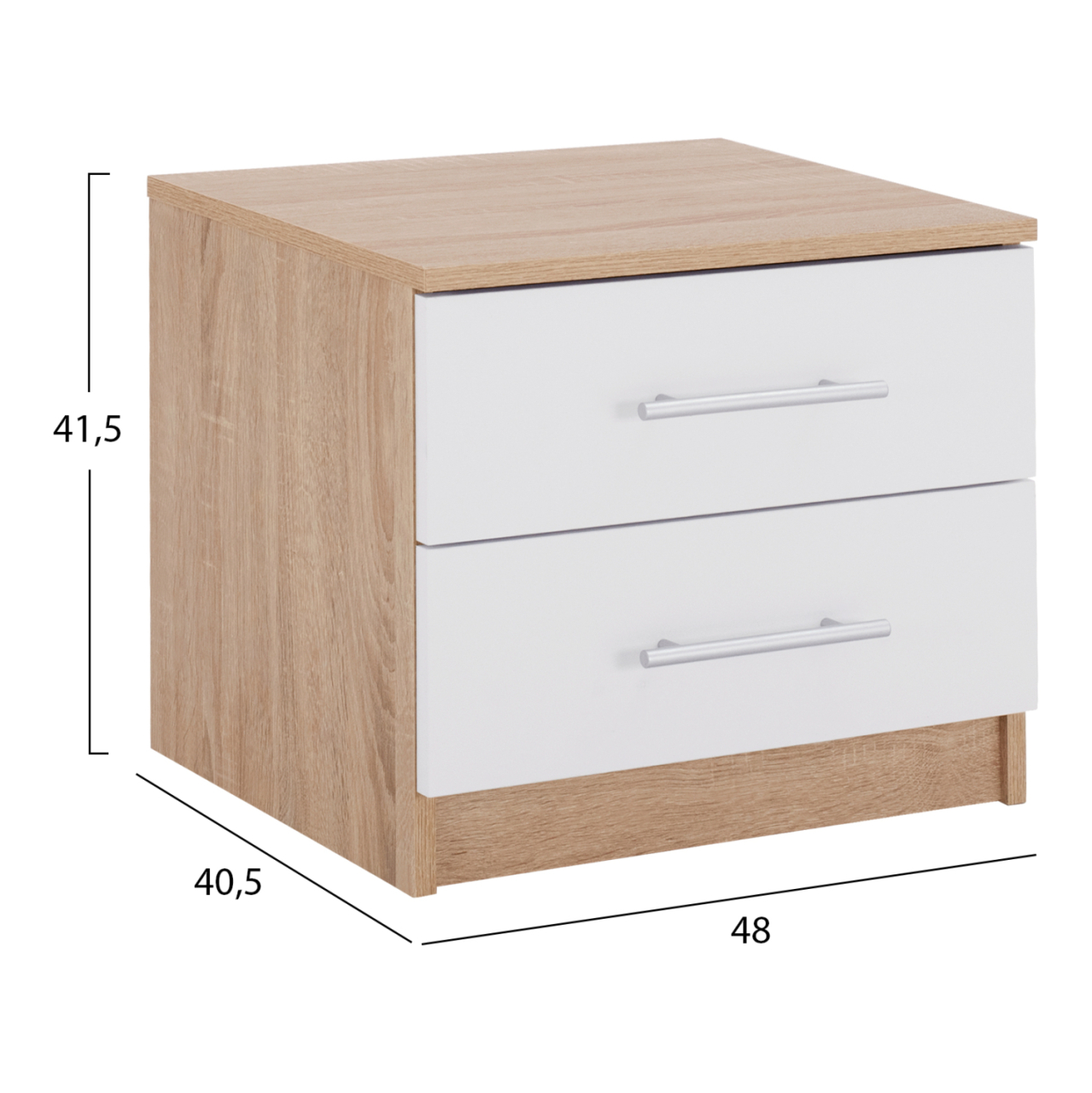 NIGHT STAND HM2220.06 SONAMA-WHITE 48x40,5x41,5 cm. [2]