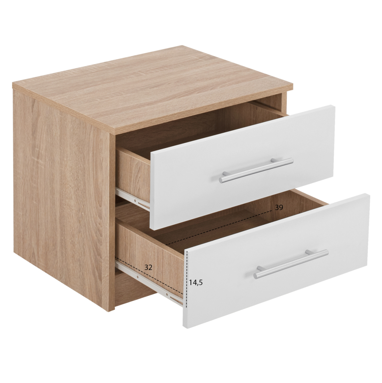 NIGHT STAND HM2220.06 SONAMA-WHITE 48x40,5x41,5 cm. [3]