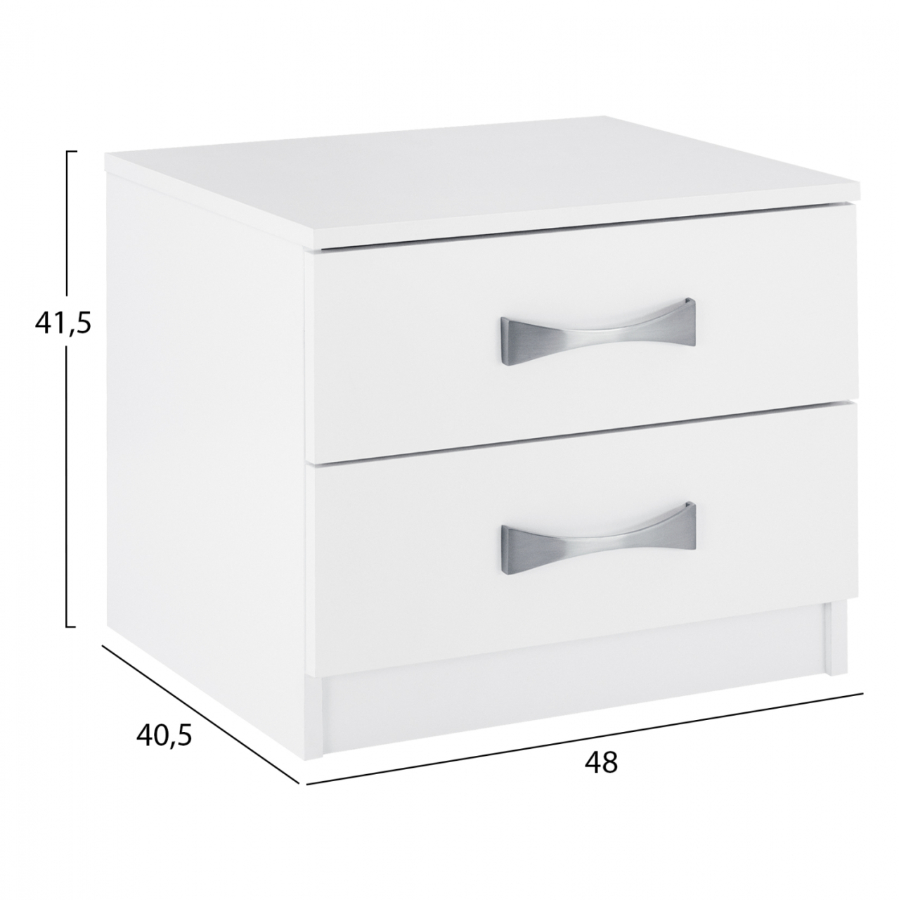 NIGHT STAND WITH 2 DRAWERS AND SILVER HANDLE HM2235.05 ΛΕΥΚΟ 48x40,5x41,5Ycm. [2]