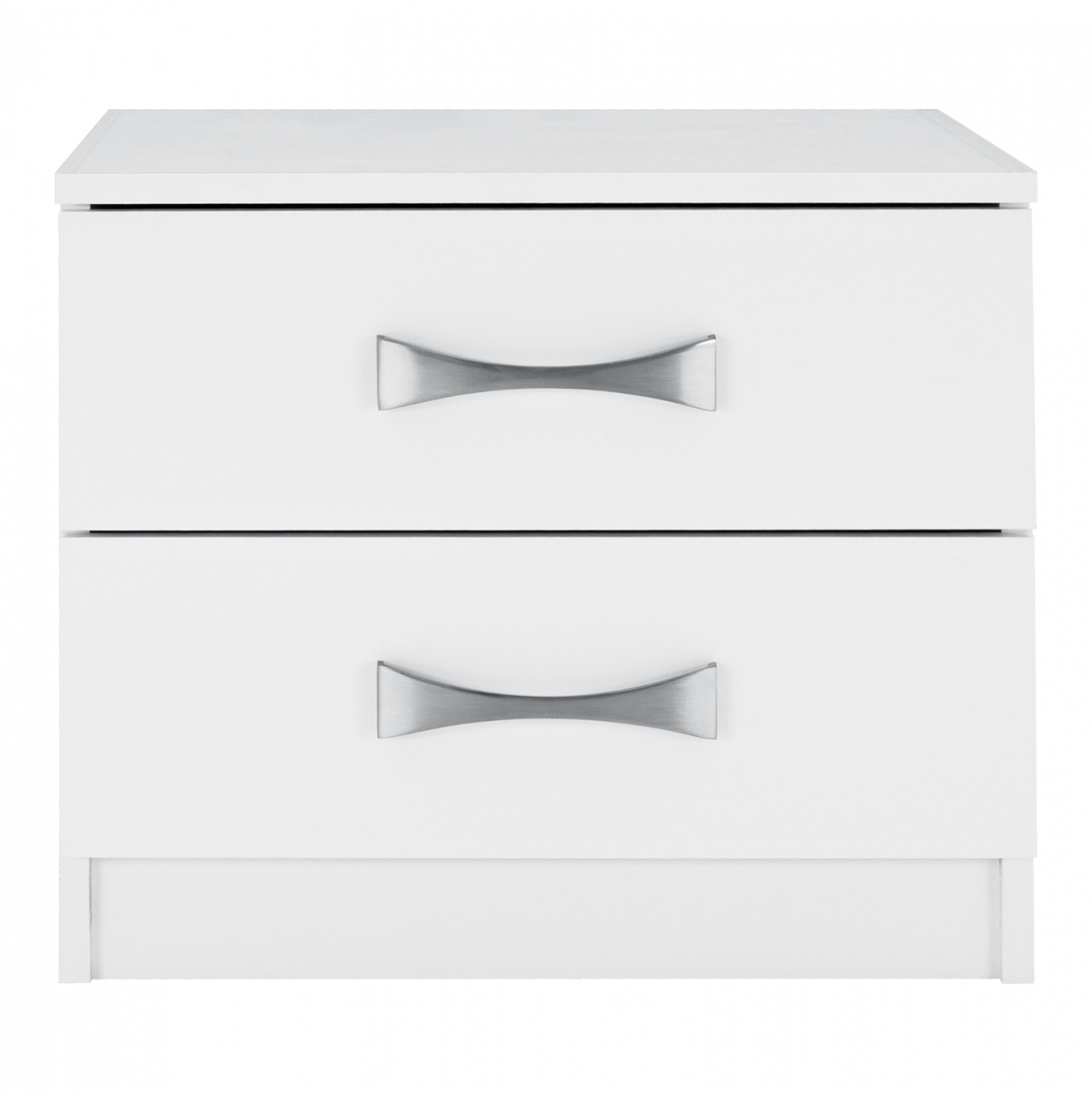 NIGHT STAND WITH 2 DRAWERS AND SILVER HANDLE HM2235.05 ΛΕΥΚΟ 48x40,5x41,5Ycm. [4]