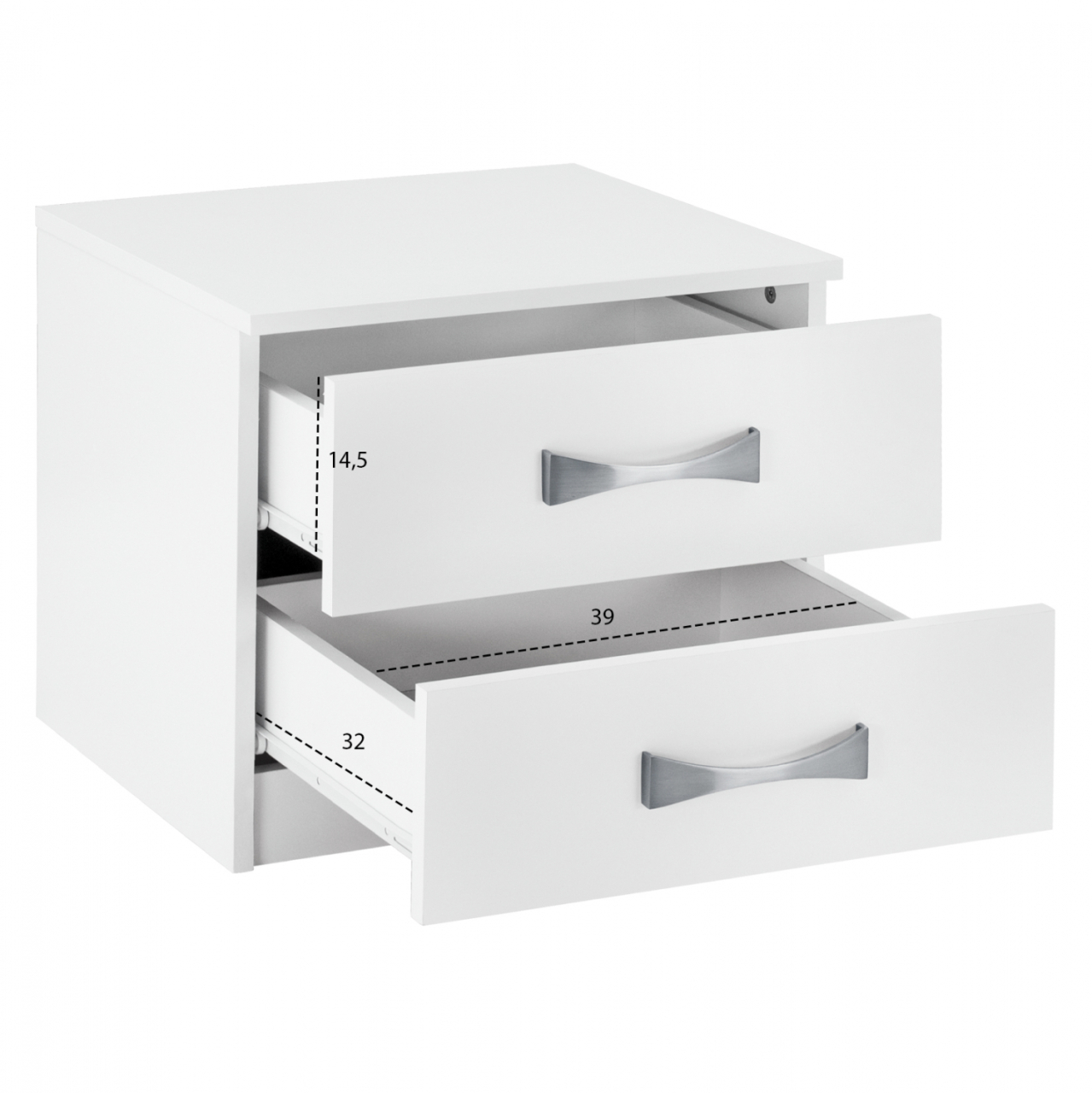 NIGHT STAND WITH 2 DRAWERS AND SILVER HANDLE HM2235.05 ΛΕΥΚΟ 48x40,5x41,5Ycm. [3]