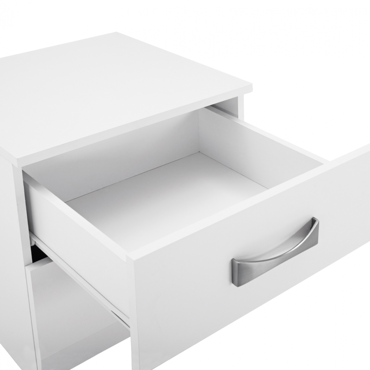 NIGHT STAND WITH 2 DRAWERS AND SILVER HANDLE HM2235.05 ΛΕΥΚΟ 48x40,5x41,5Ycm. [5]