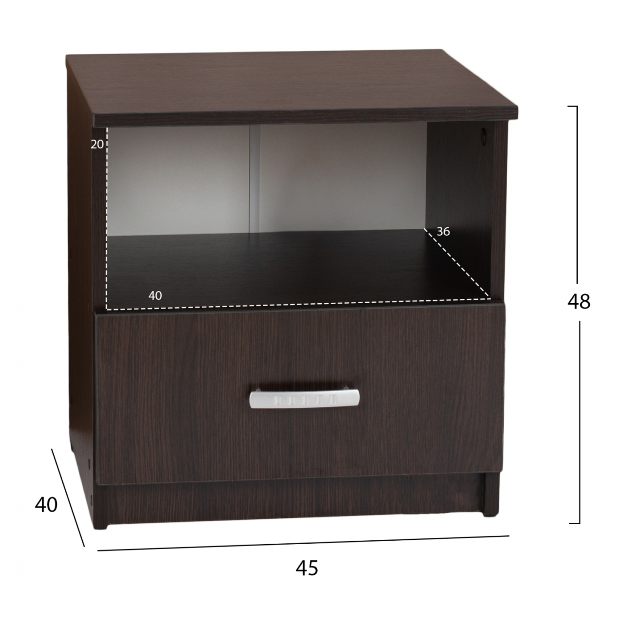 NIGHT STAND WITH DRAWER WENGE HM2431.02 45X40X48 cm. [2]
